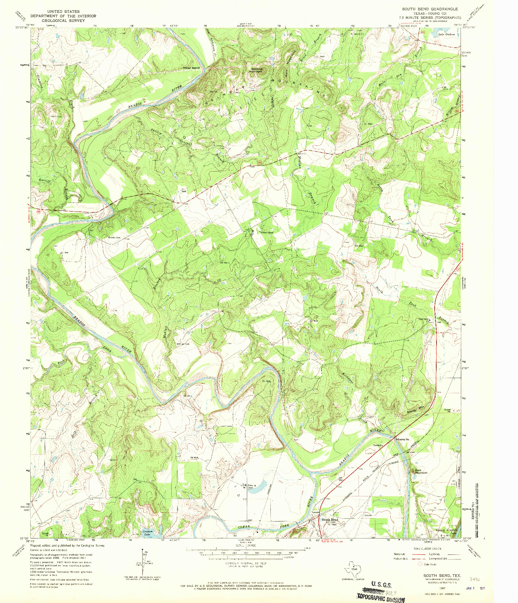 USGS 1:24000-SCALE QUADRANGLE FOR SOUTH BEND, TX 1967