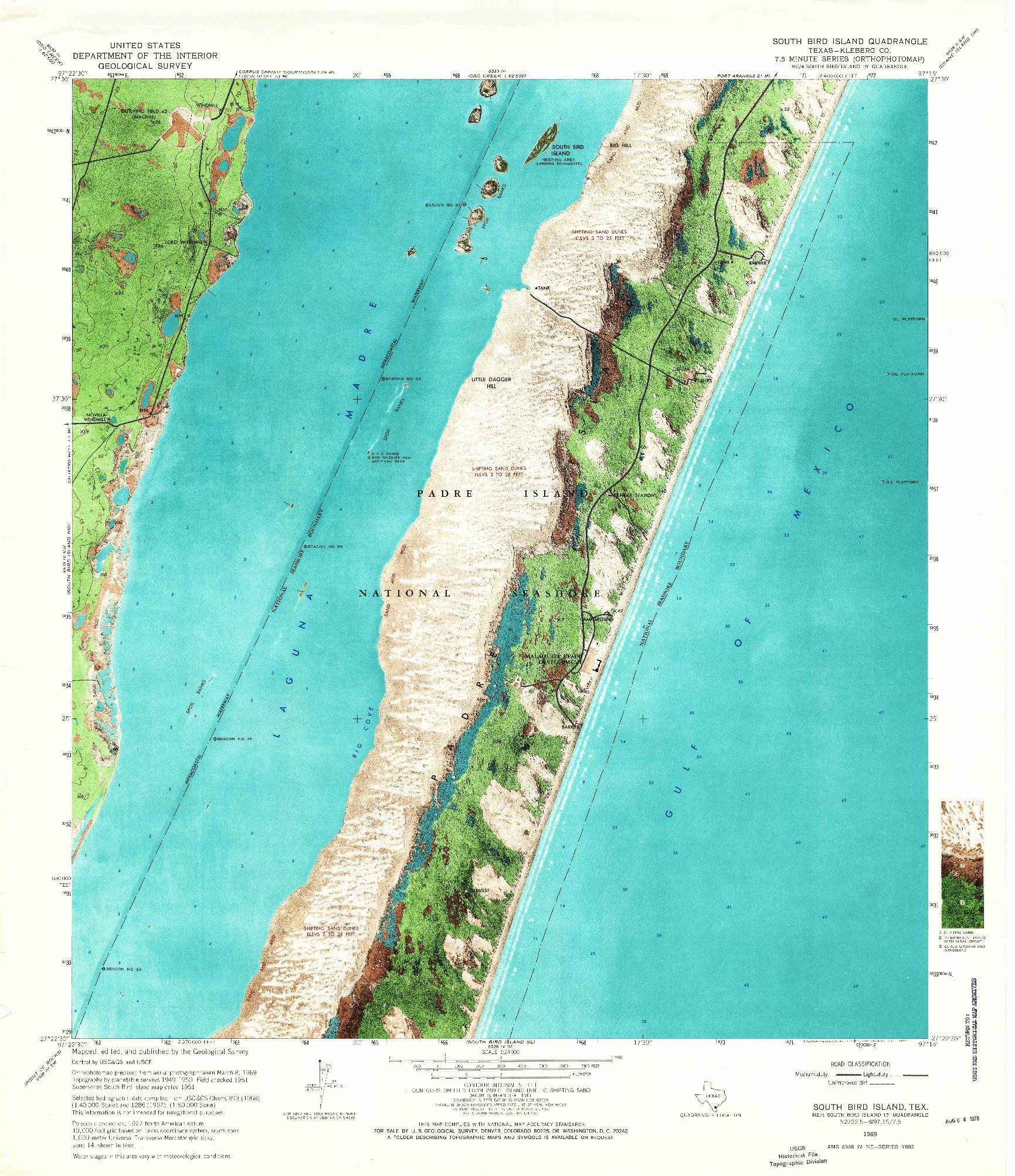 USGS 1:24000-SCALE QUADRANGLE FOR SOUTH BIRD ISLAND, TX 1969