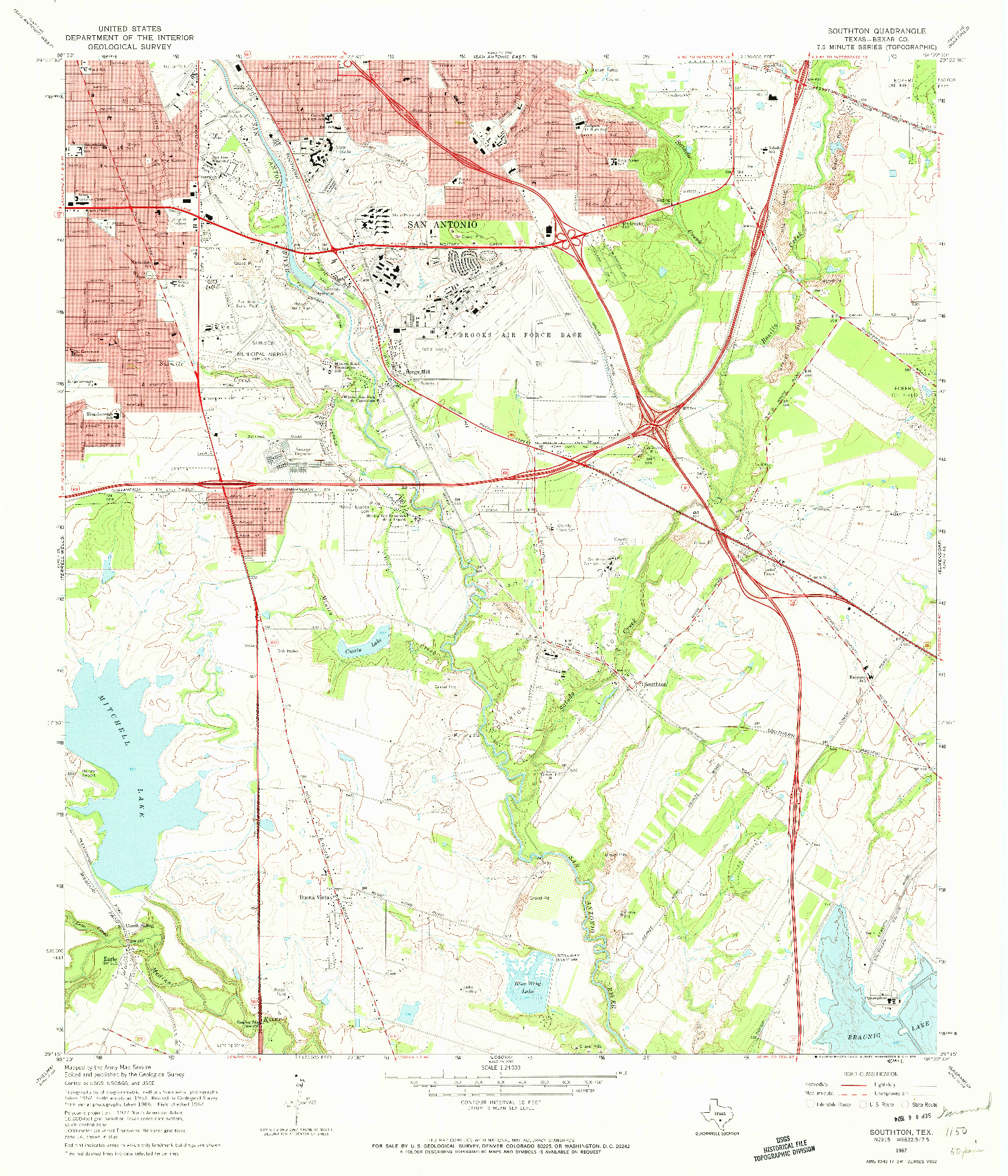 USGS 1:24000-SCALE QUADRANGLE FOR SOUTHTON, TX 1967