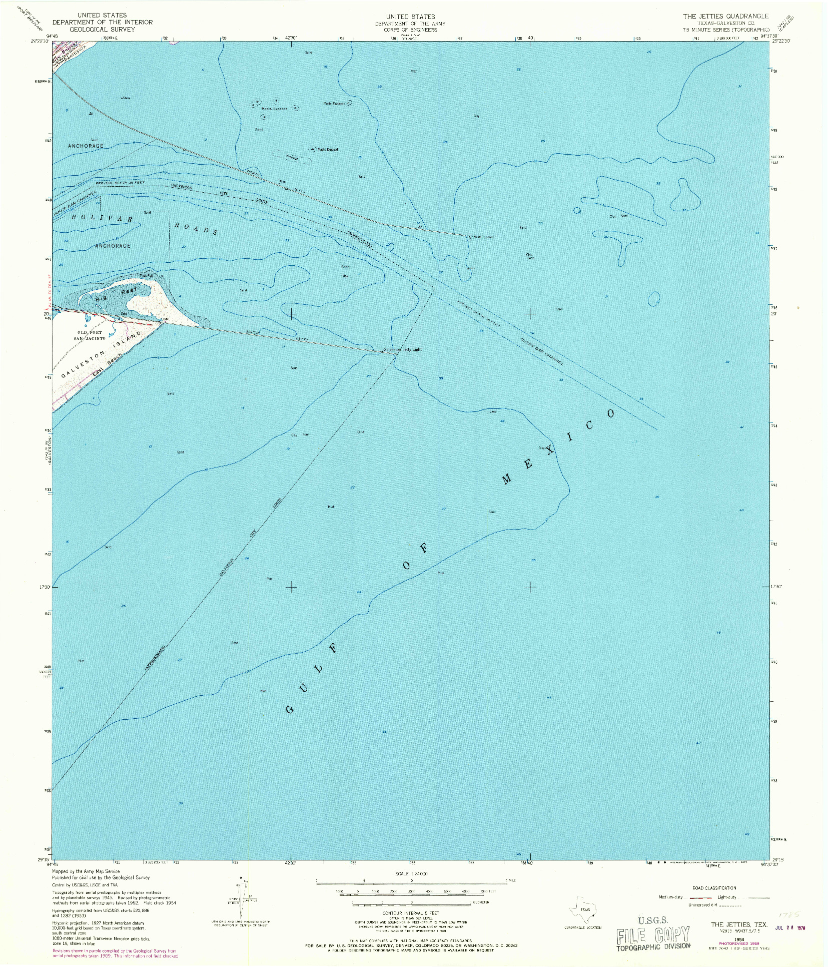 USGS 1:24000-SCALE QUADRANGLE FOR THE JETTIES, TX 1954