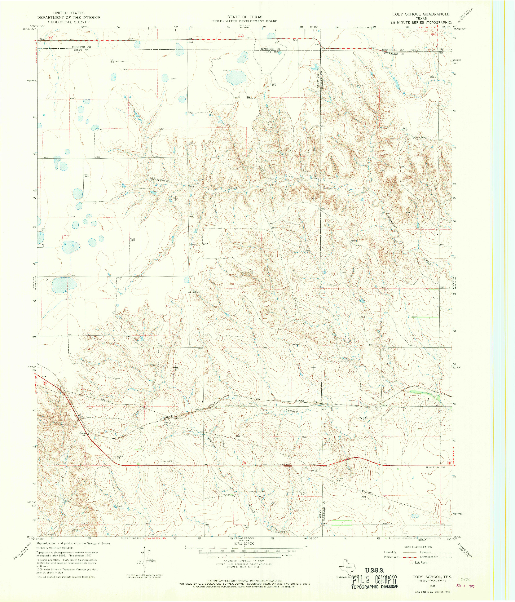 USGS 1:24000-SCALE QUADRANGLE FOR TODY SCHOOL, TX 1967