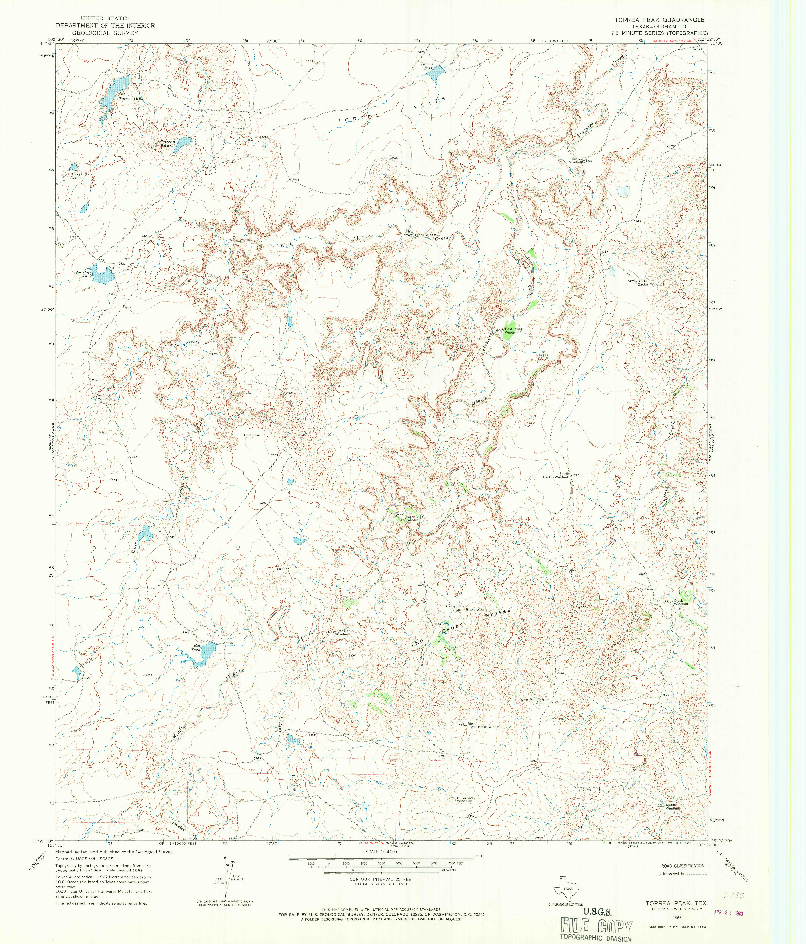 USGS 1:24000-SCALE QUADRANGLE FOR TORREA PEAK, TX 1966