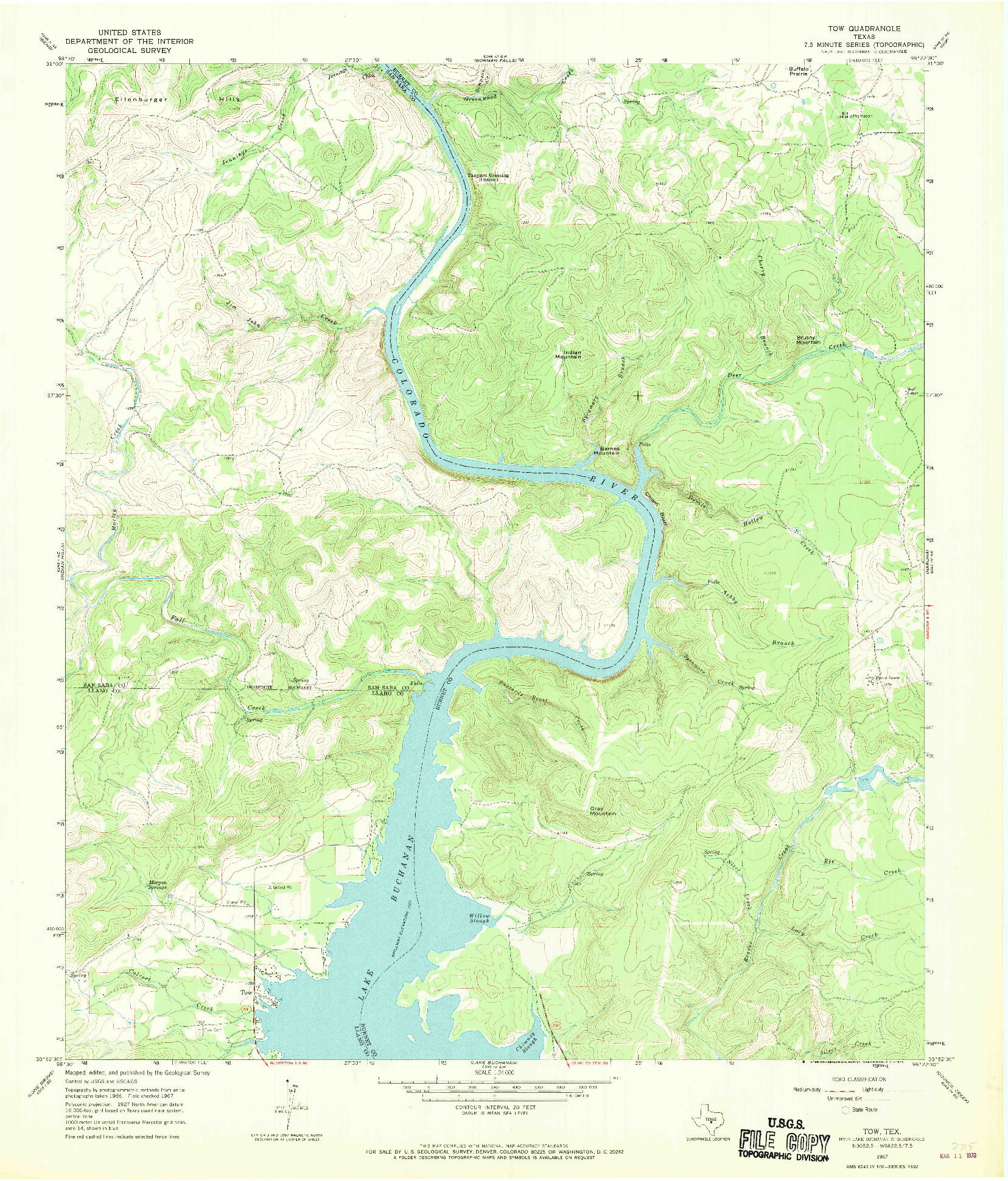 USGS 1:24000-SCALE QUADRANGLE FOR TOW, TX 1967