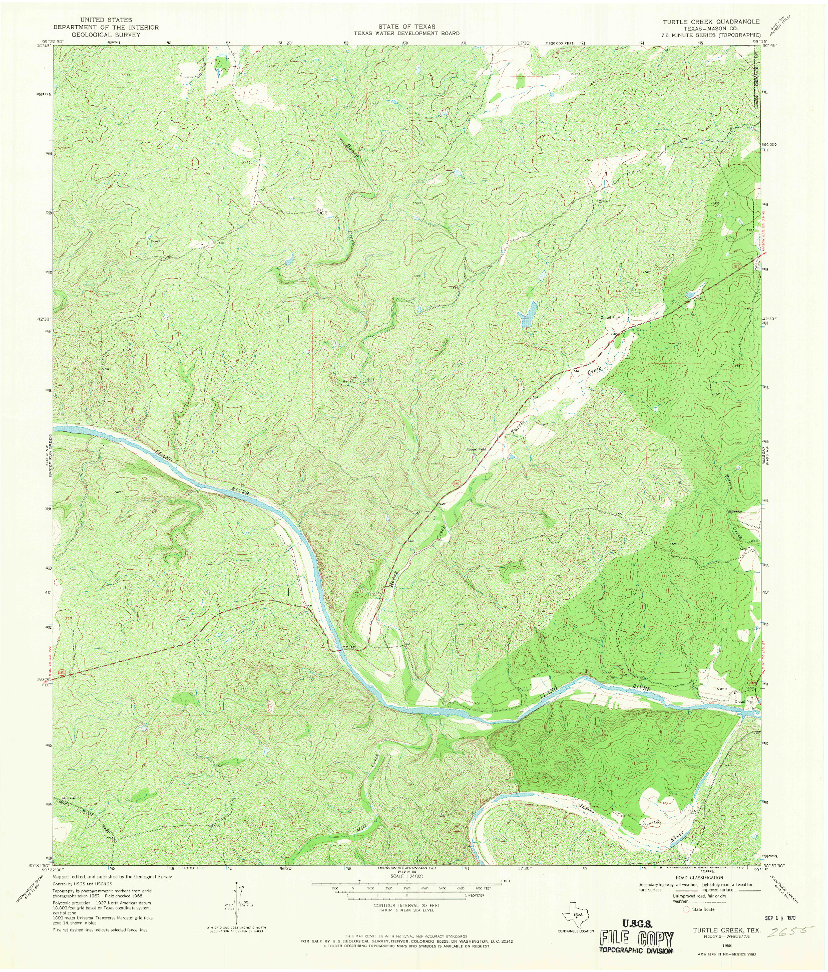 USGS 1:24000-SCALE QUADRANGLE FOR TURTLE CREEK, TX 1968