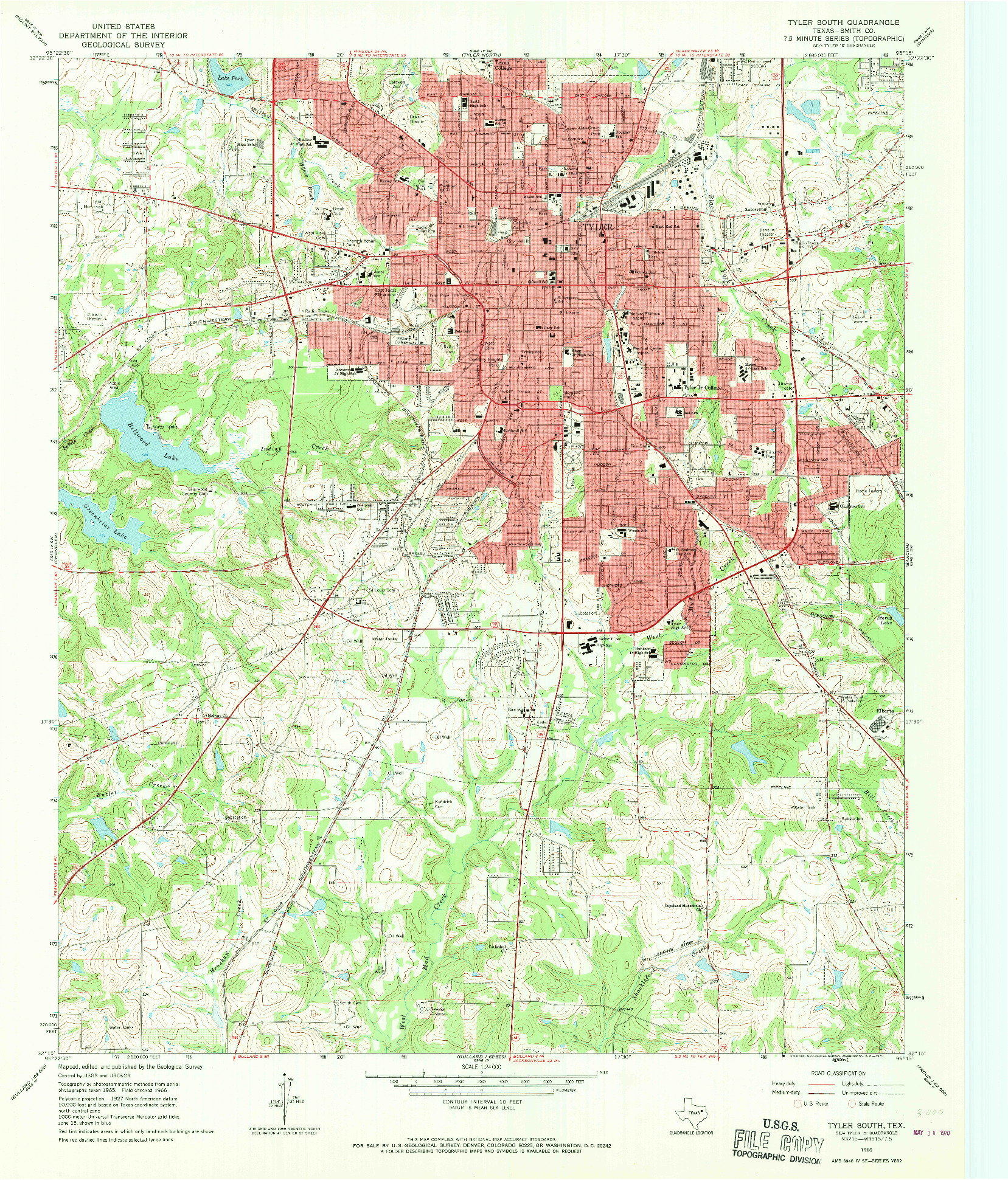 USGS 1:24000-SCALE QUADRANGLE FOR TYLER SOUTH, TX 1966