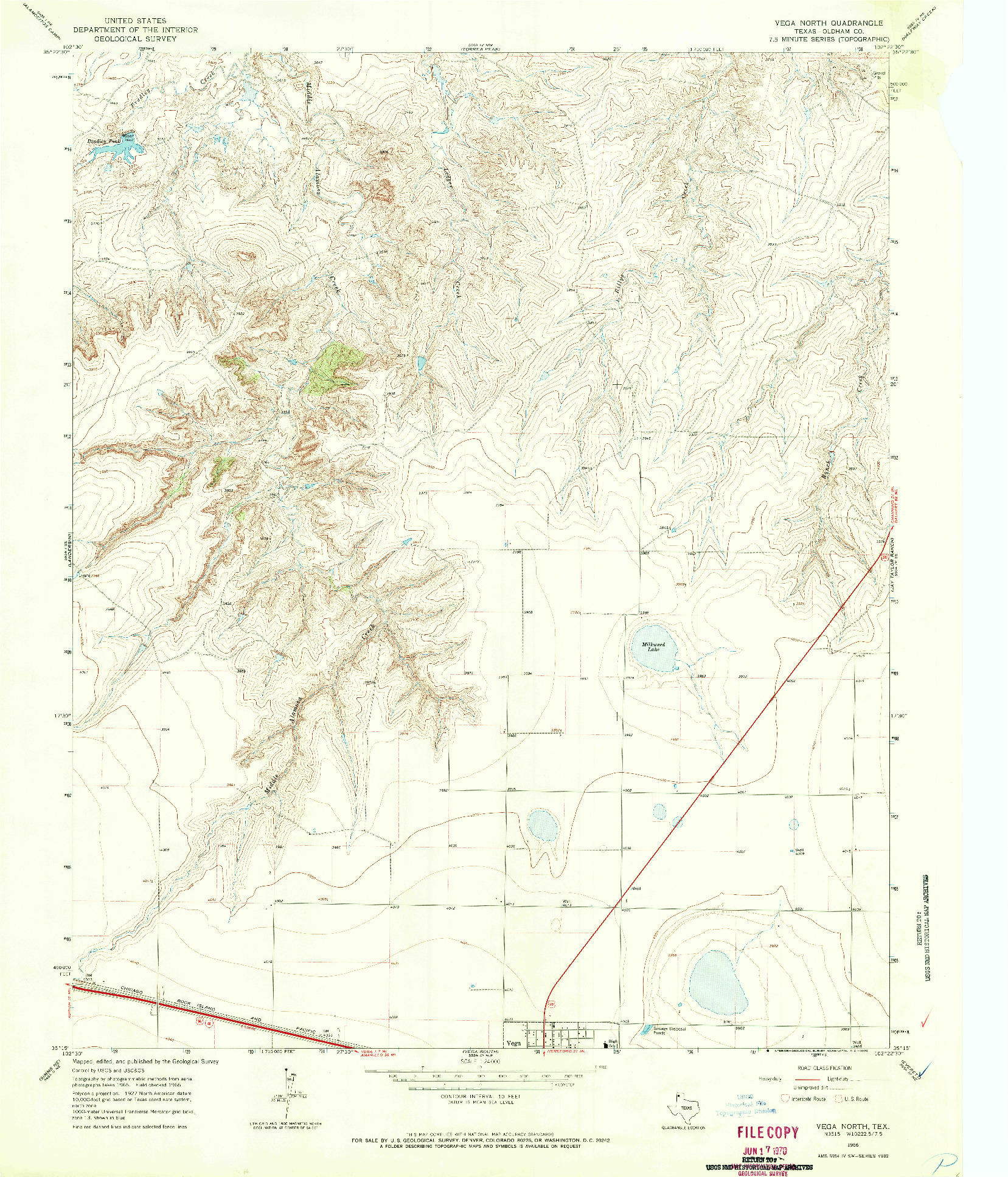 USGS 1:24000-SCALE QUADRANGLE FOR VEGA NORTH, TX 1966