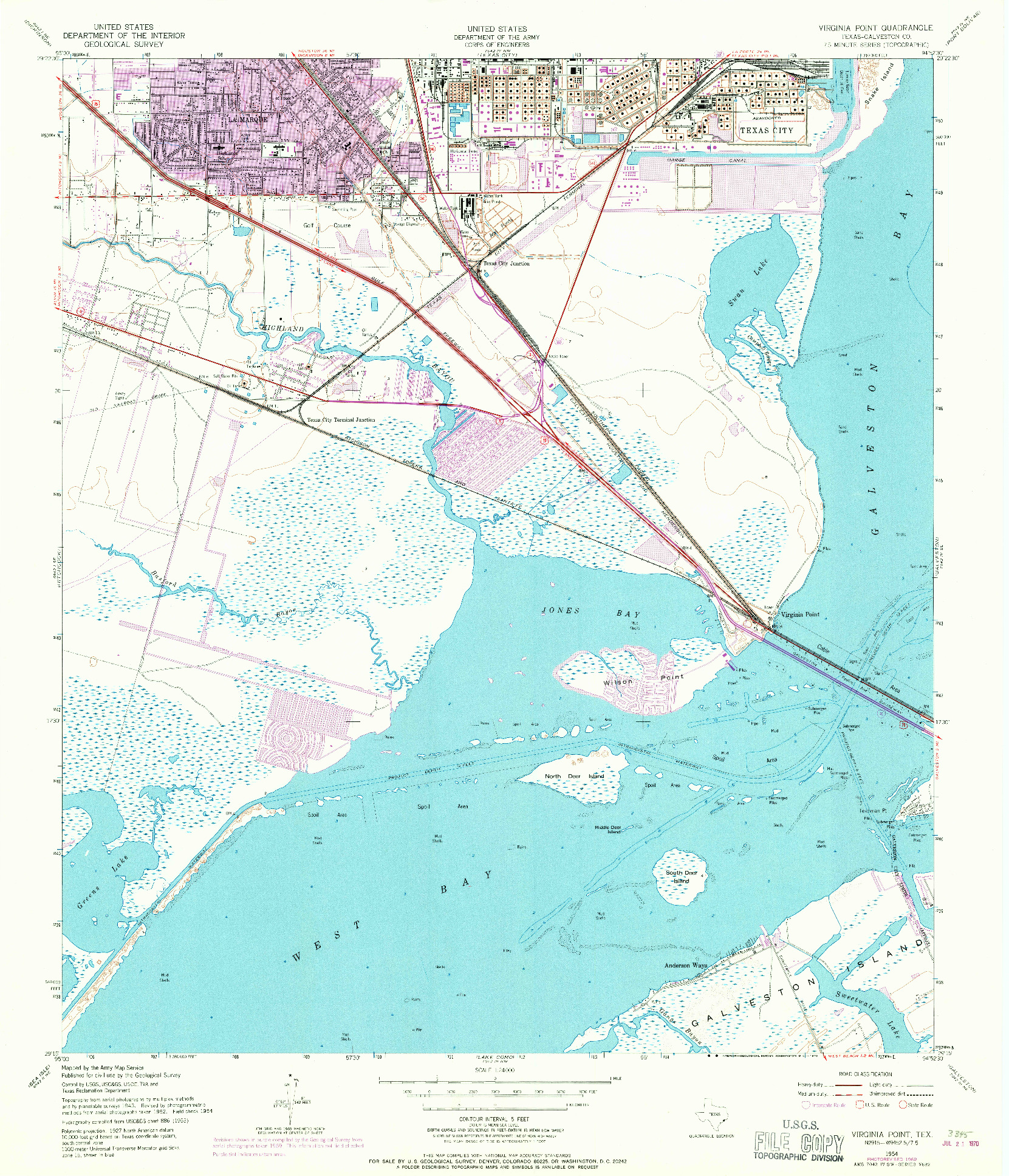 USGS 1:24000-SCALE QUADRANGLE FOR VIRGINIA POINT, TX 1954