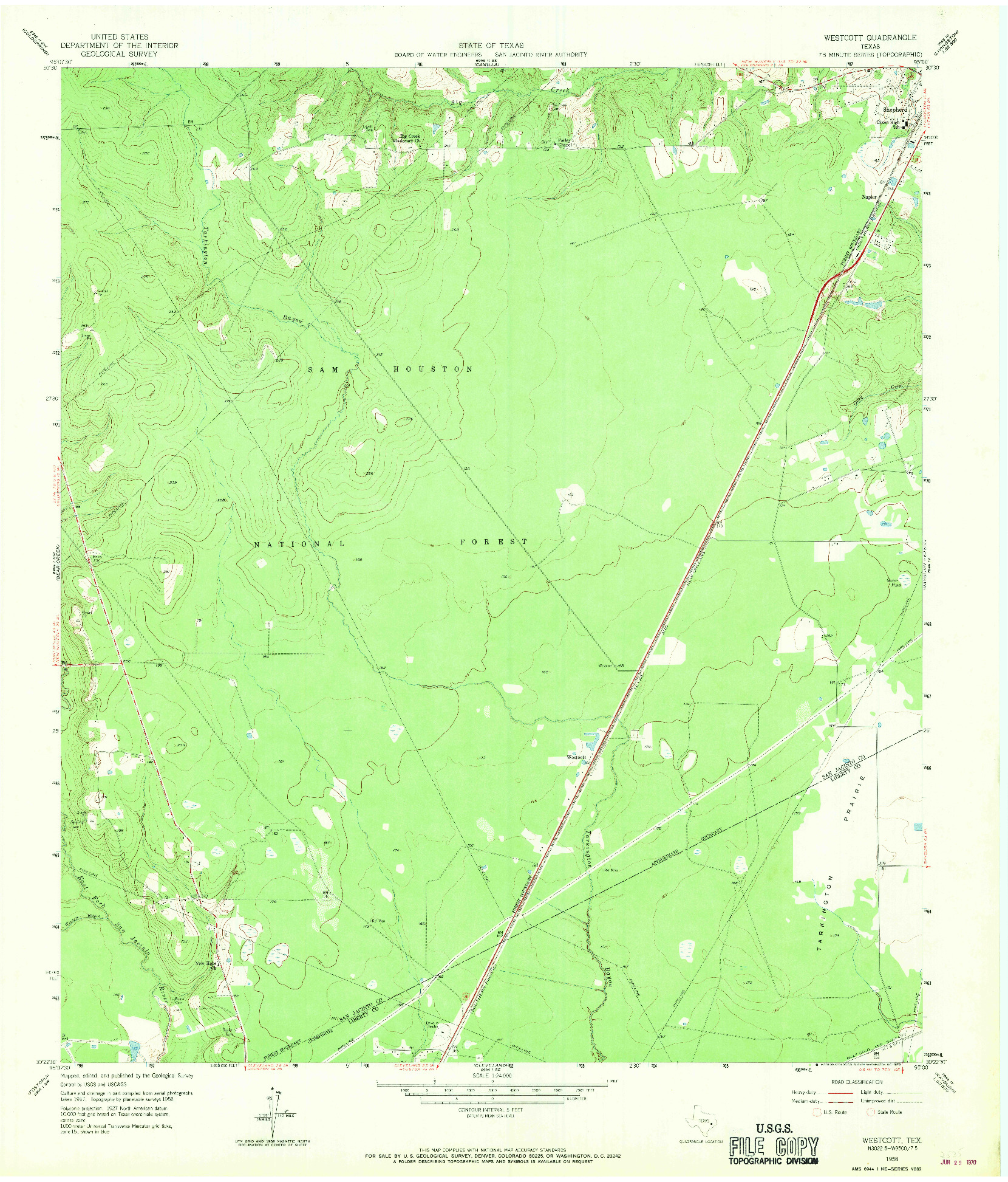 USGS 1:24000-SCALE QUADRANGLE FOR WESTCOTT, TX 1958