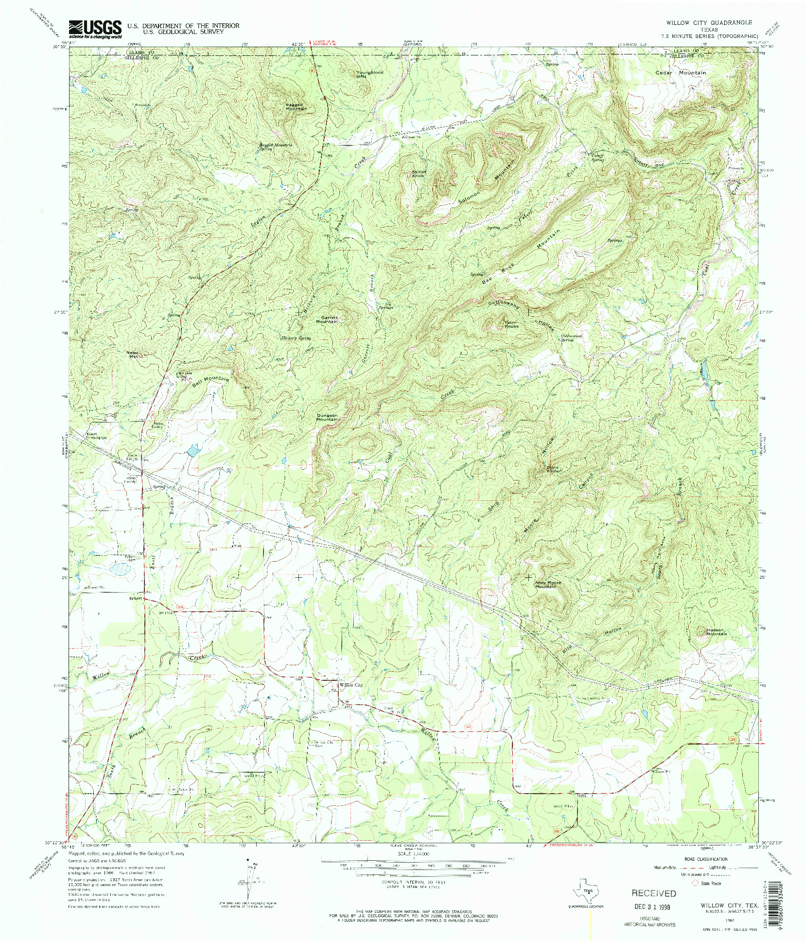 USGS 1:24000-SCALE QUADRANGLE FOR WILLOW CITY, TX 1967