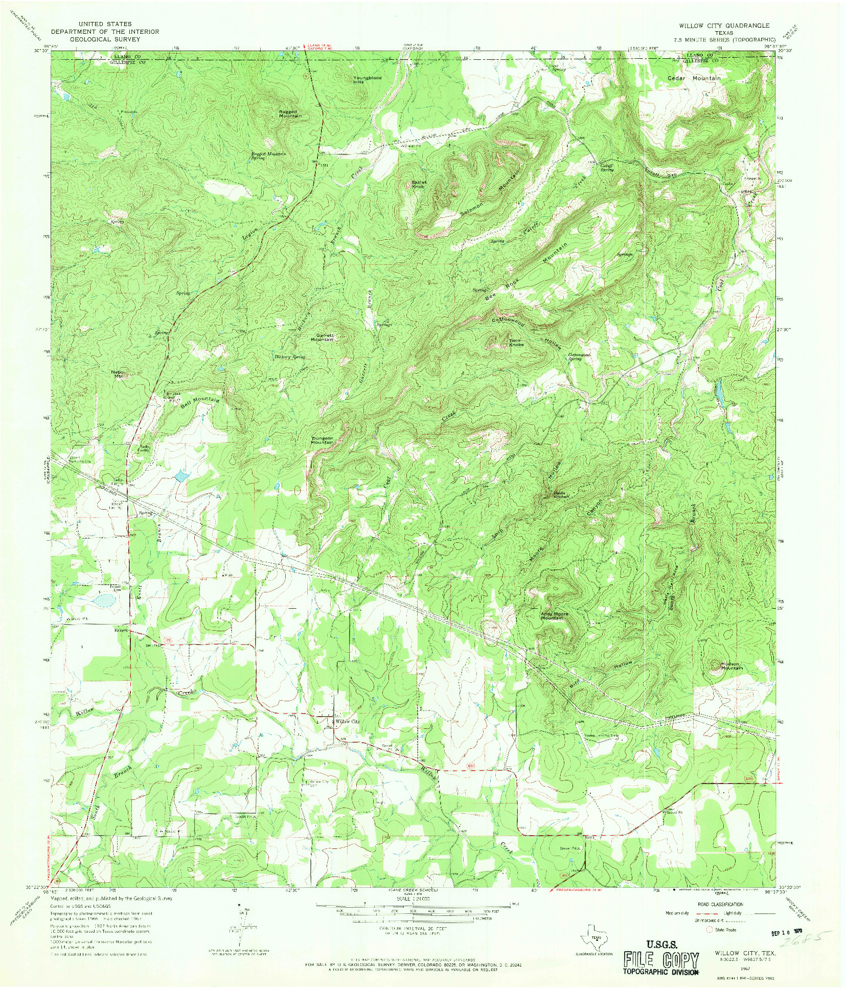 USGS 1:24000-SCALE QUADRANGLE FOR WILLOW CITY, TX 1967