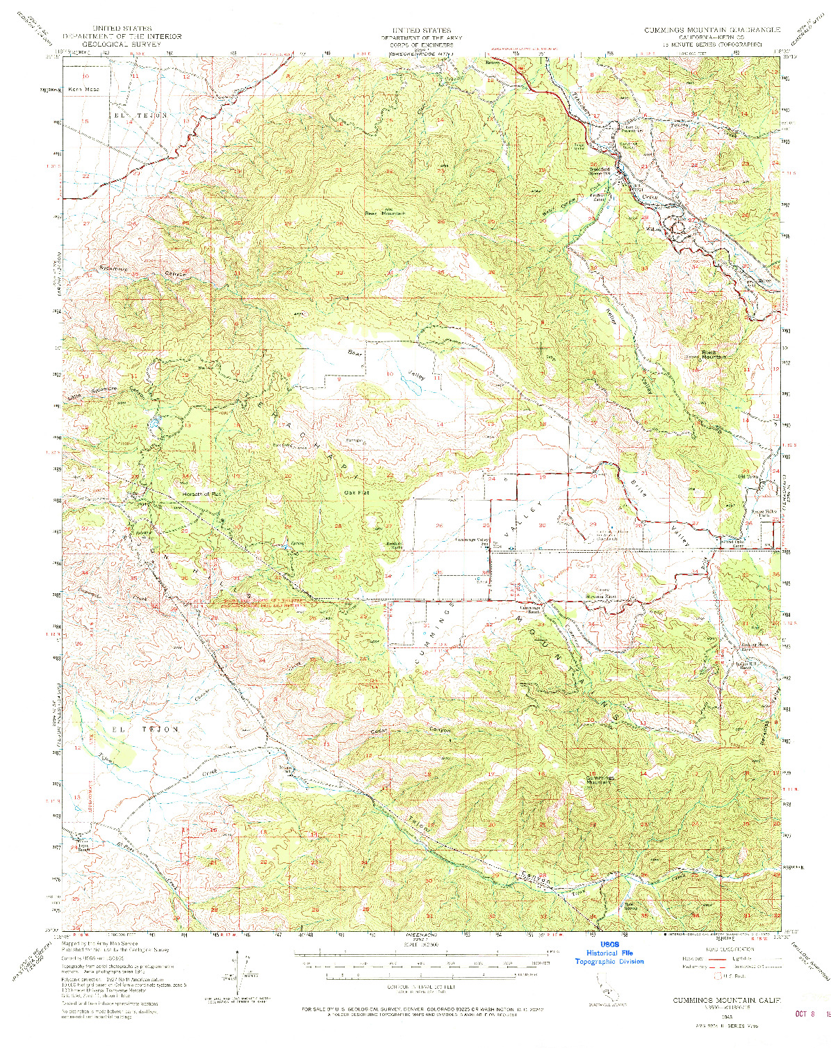 USGS 1:62500-SCALE QUADRANGLE FOR CUMMINGS MOUNTAIN, CA 1943