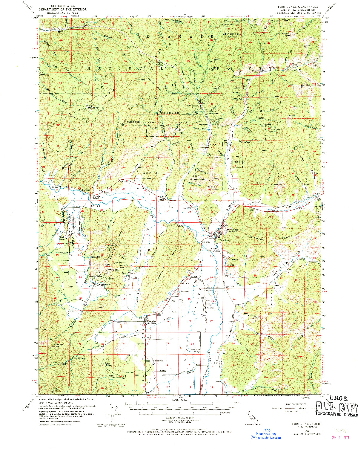 USGS 1:62500-SCALE QUADRANGLE FOR FORT JONES, CA 1955