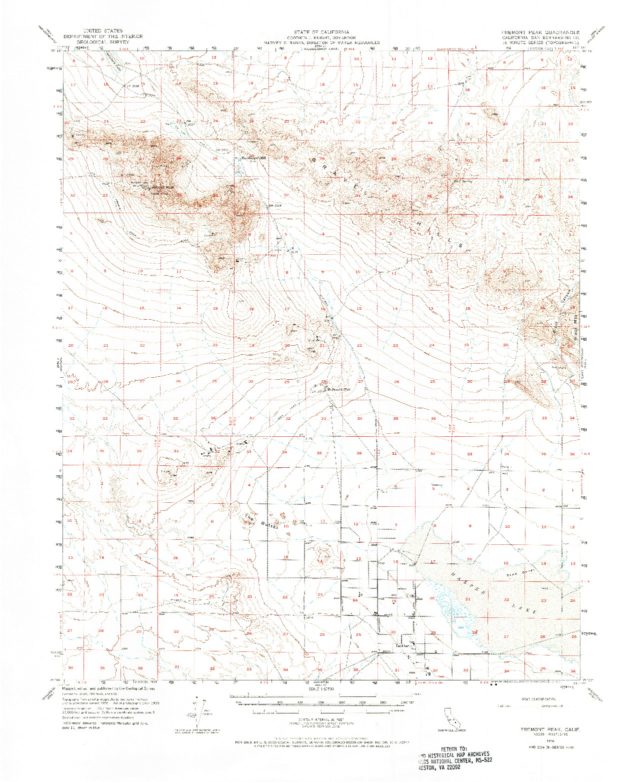 USGS 1:62500-SCALE QUADRANGLE FOR FREMONT PEAK, CA 1956