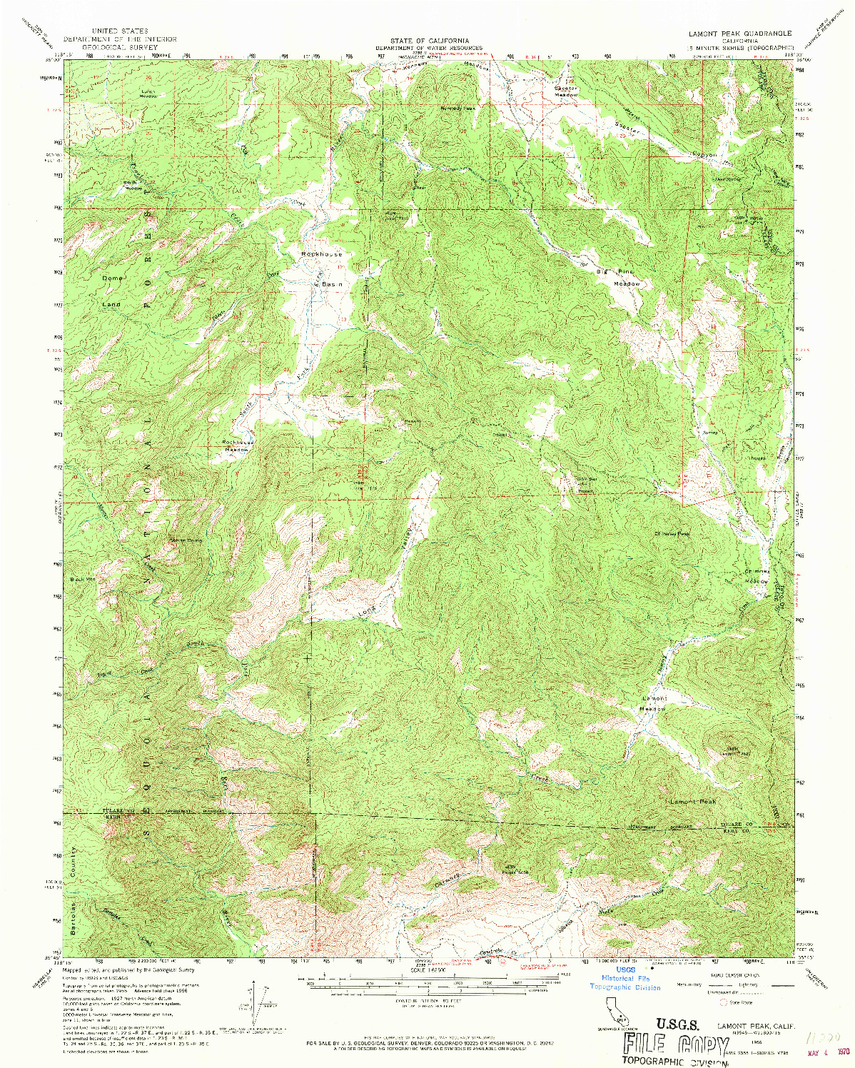 USGS 1:62500-SCALE QUADRANGLE FOR LAMONT PEAK, CA 1956