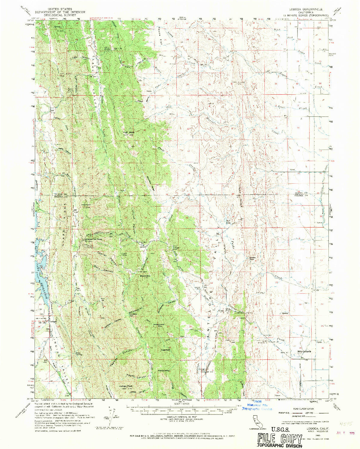 USGS 1:62500-SCALE QUADRANGLE FOR LODOGA, CA 1960