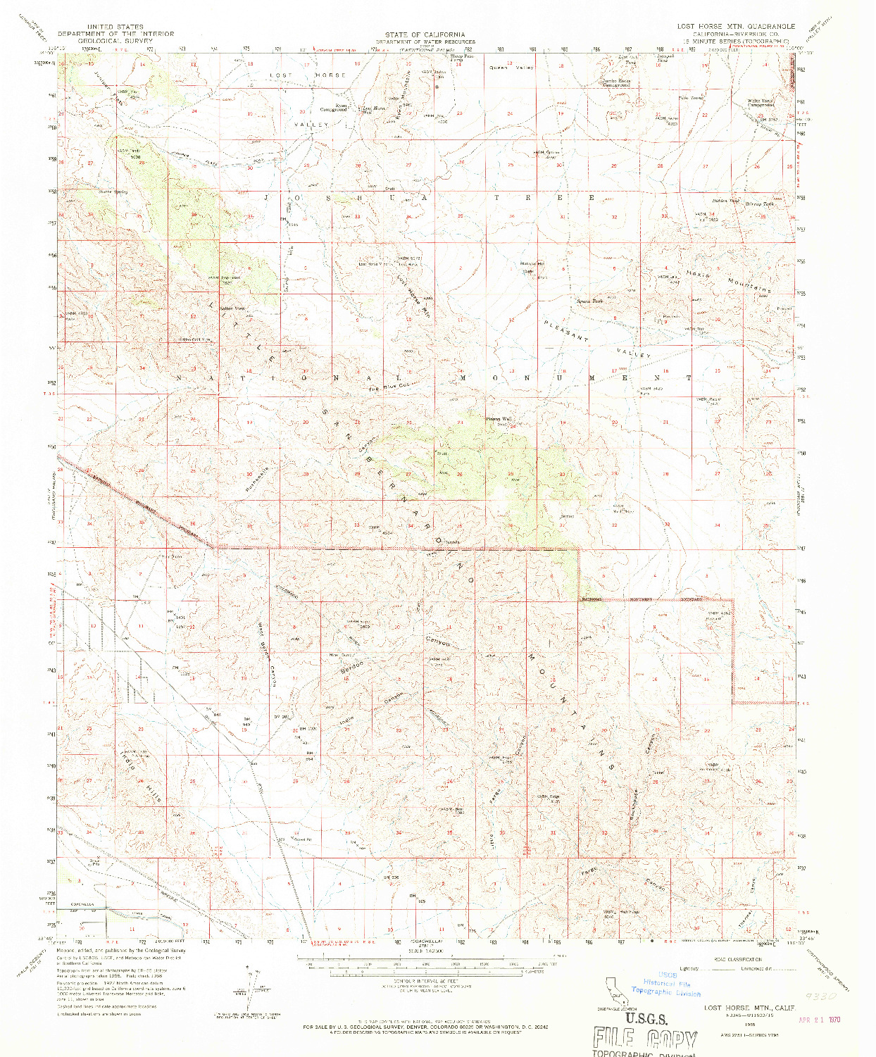 USGS 1:62500-SCALE QUADRANGLE FOR LOST HORSE MTN, CA 1958