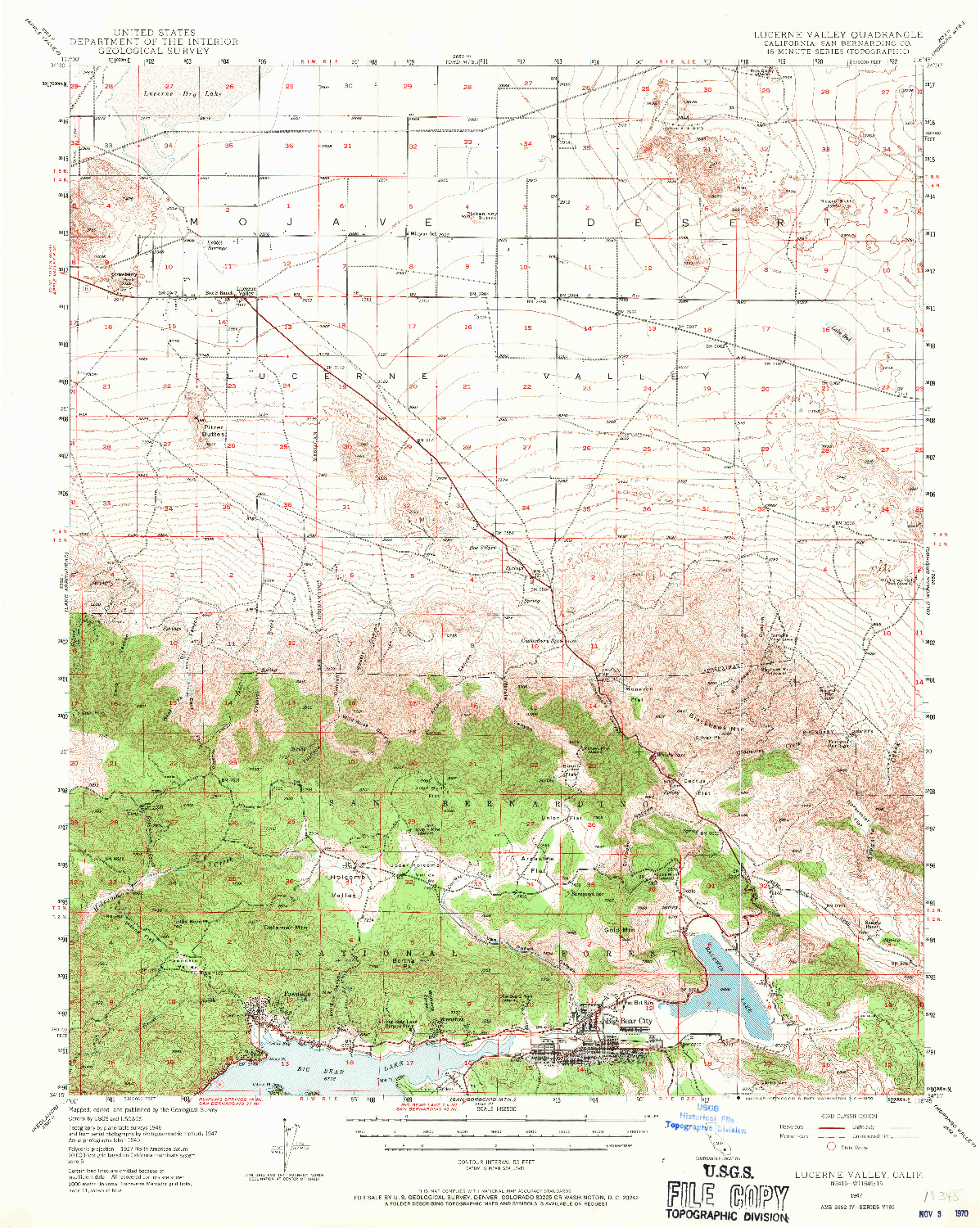 USGS 1:62500-SCALE QUADRANGLE FOR LUCERNE VALLEY, CA 1947