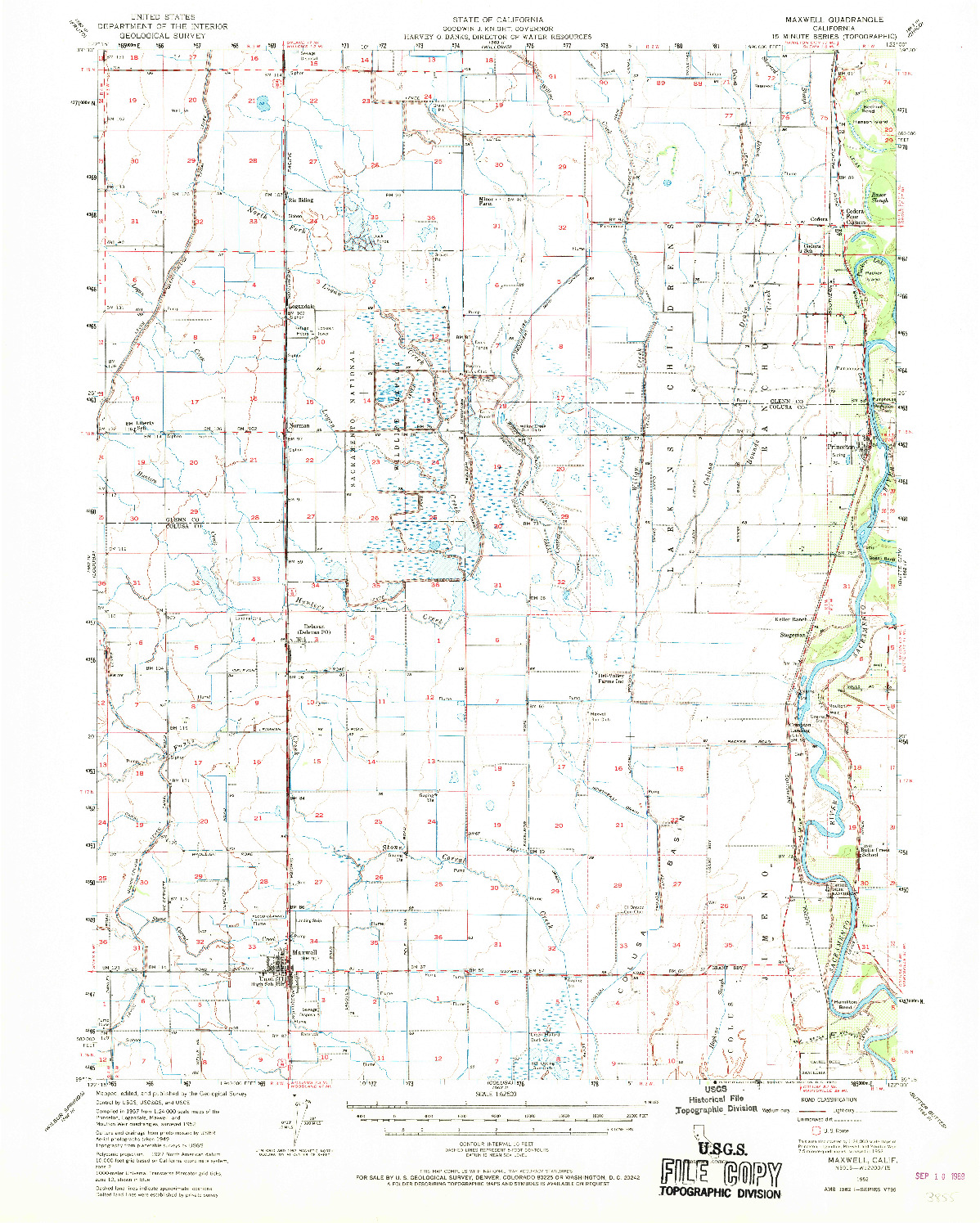USGS 1:62500-SCALE QUADRANGLE FOR MAXWELL, CA 1952
