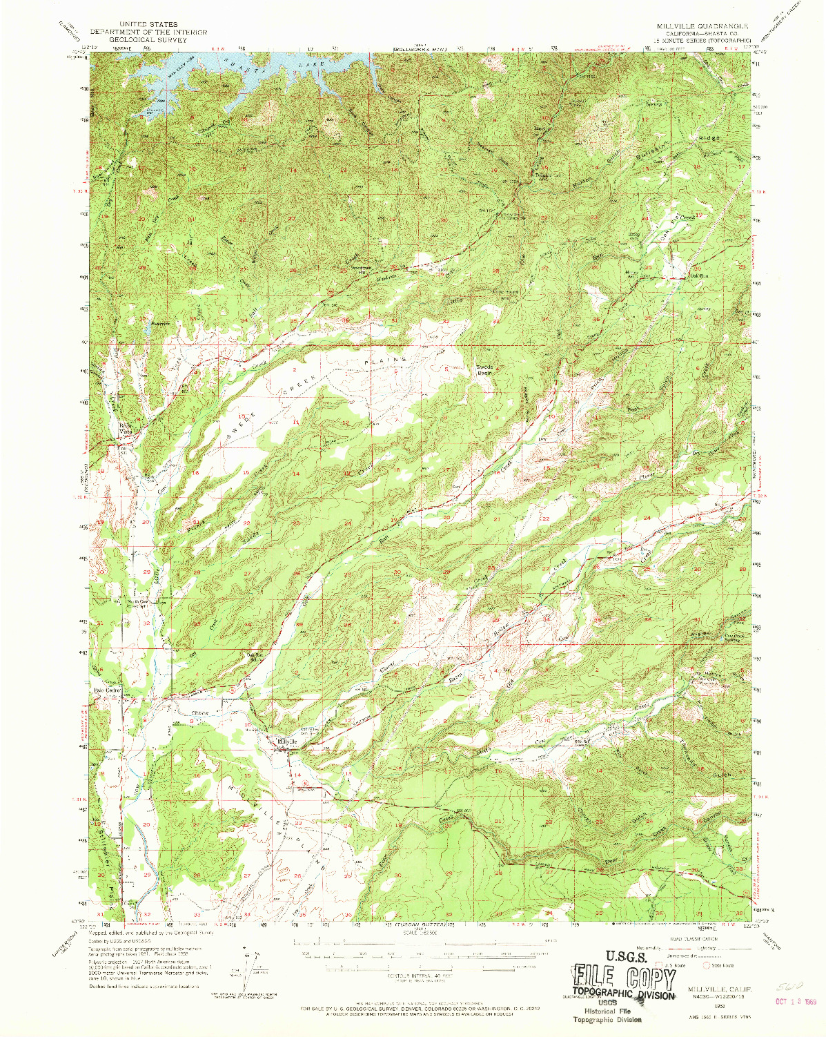 USGS 1:62500-SCALE QUADRANGLE FOR MILLVILLE, CA 1953