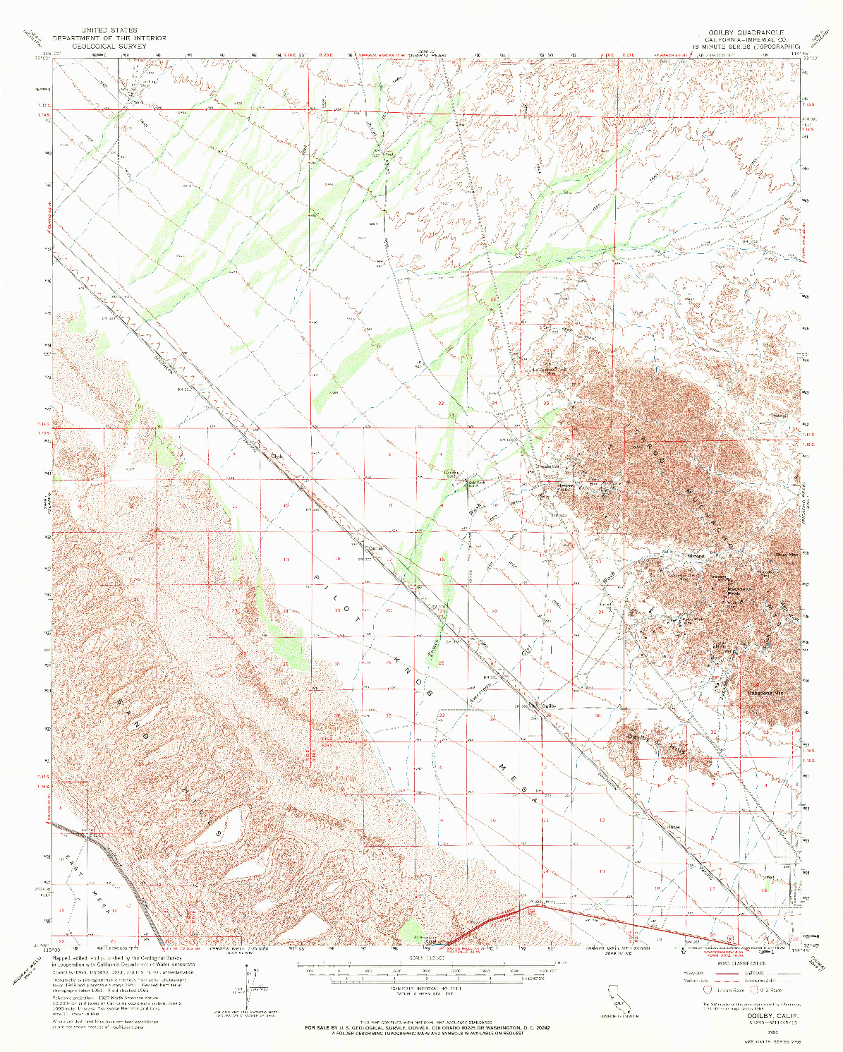 USGS 1:62500-SCALE QUADRANGLE FOR OGILBY, CA 1963