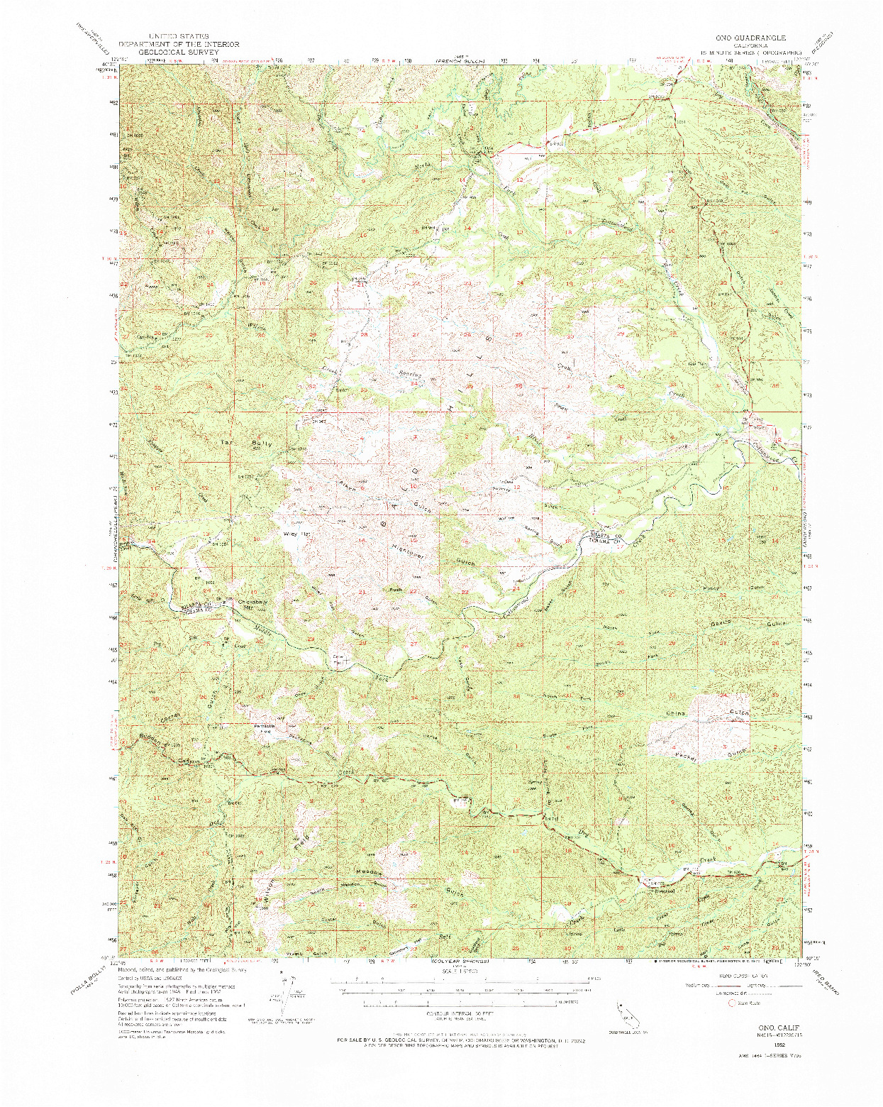 USGS 1:62500-SCALE QUADRANGLE FOR ONO, CA 1952