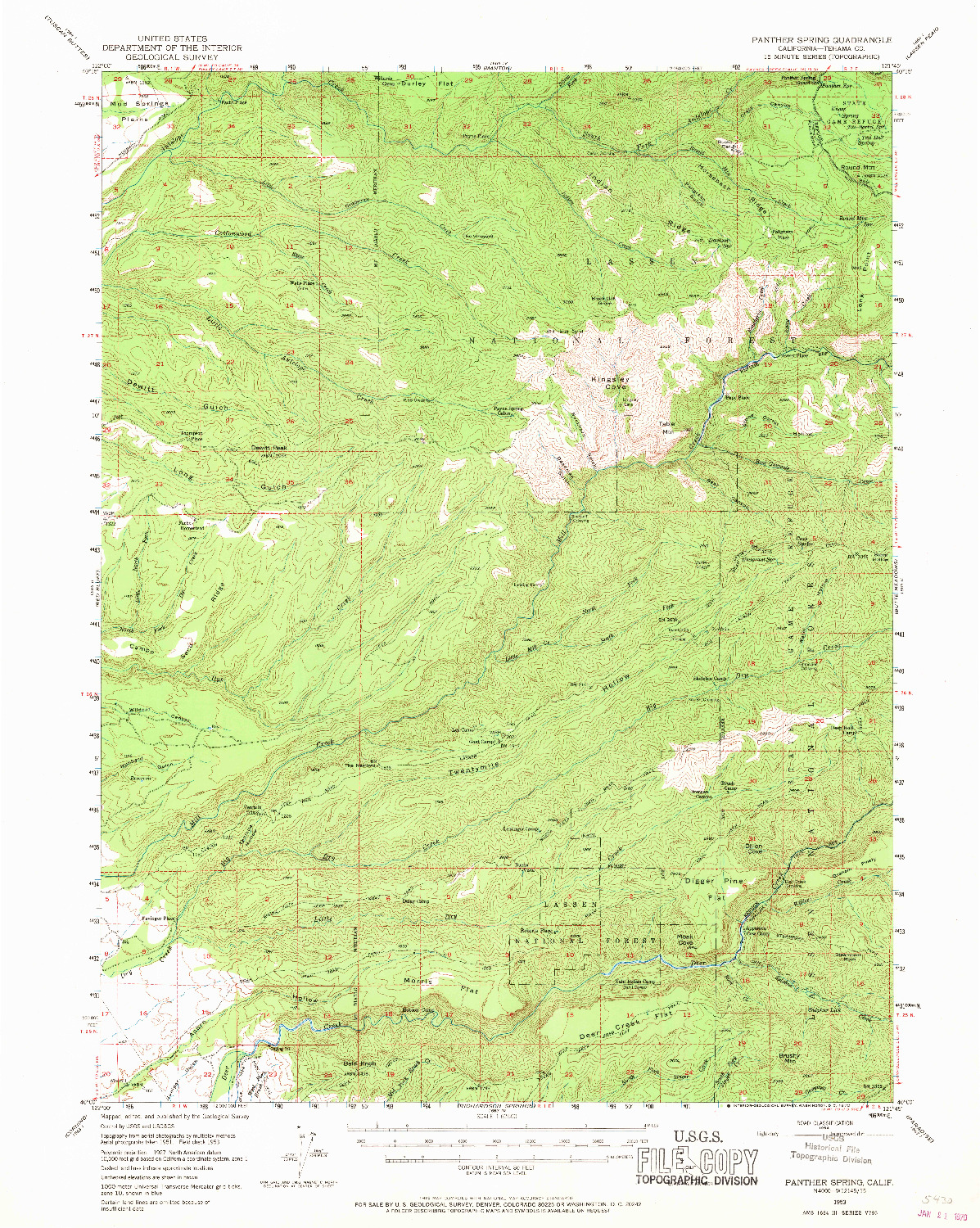 USGS 1:62500-SCALE QUADRANGLE FOR PANTHER SPRING, CA 1953