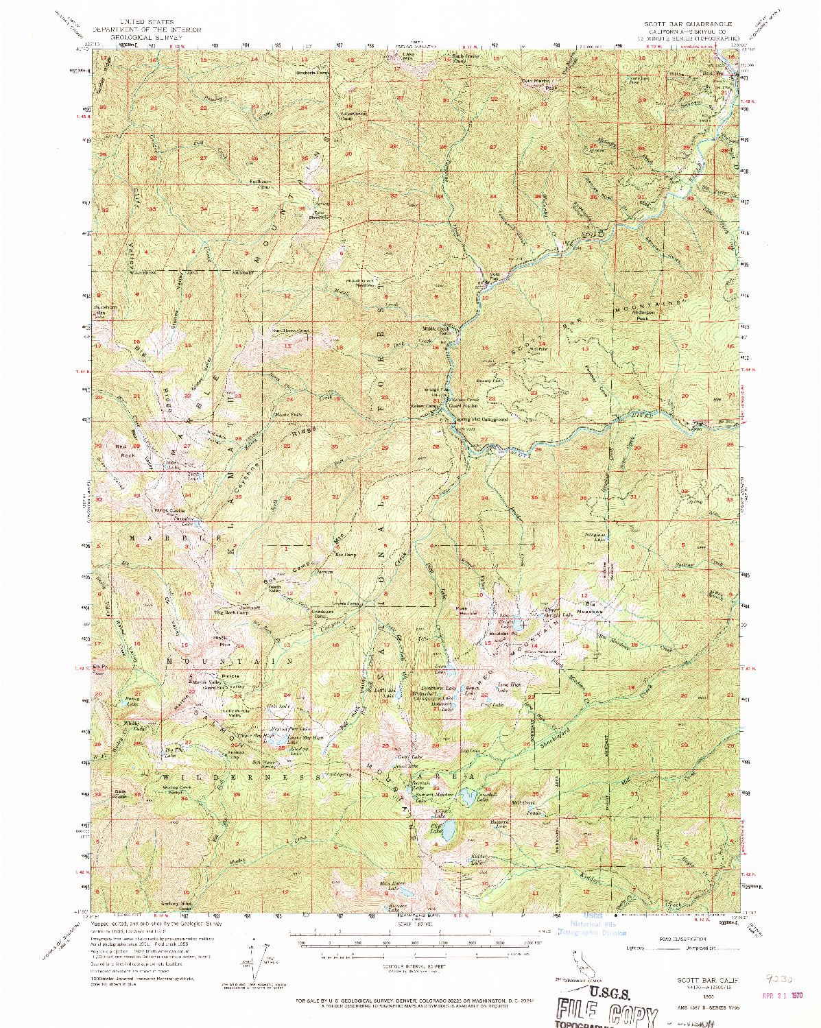 USGS 1:62500-SCALE QUADRANGLE FOR SCOTT BAR, CA 1955
