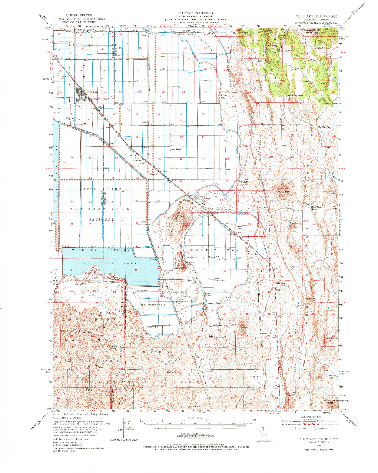 USGS 1:62500-SCALE QUADRANGLE FOR TULELAKE, CA 1951