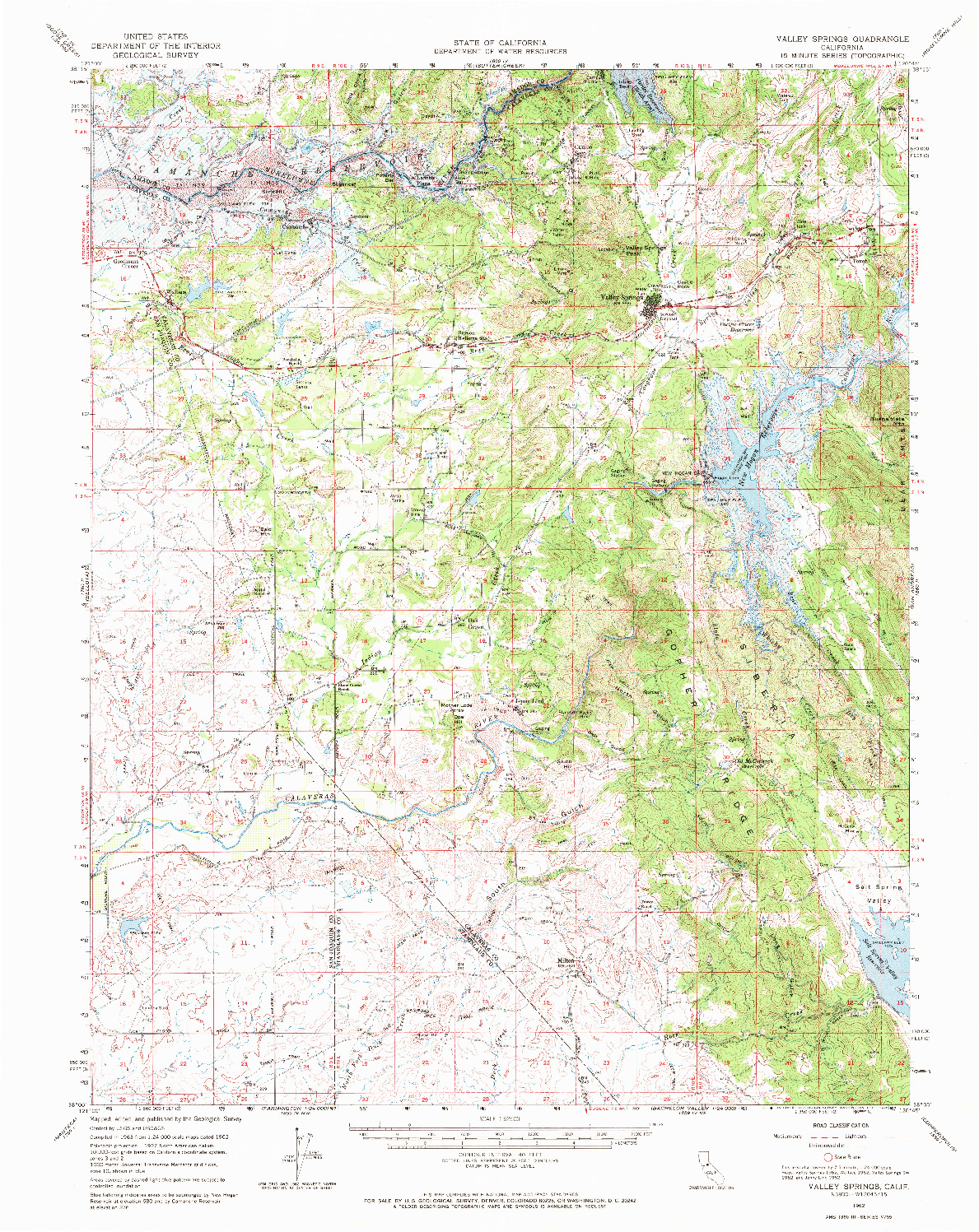 USGS 1:62500-SCALE QUADRANGLE FOR VALLEY SPRINGS, CA 1962