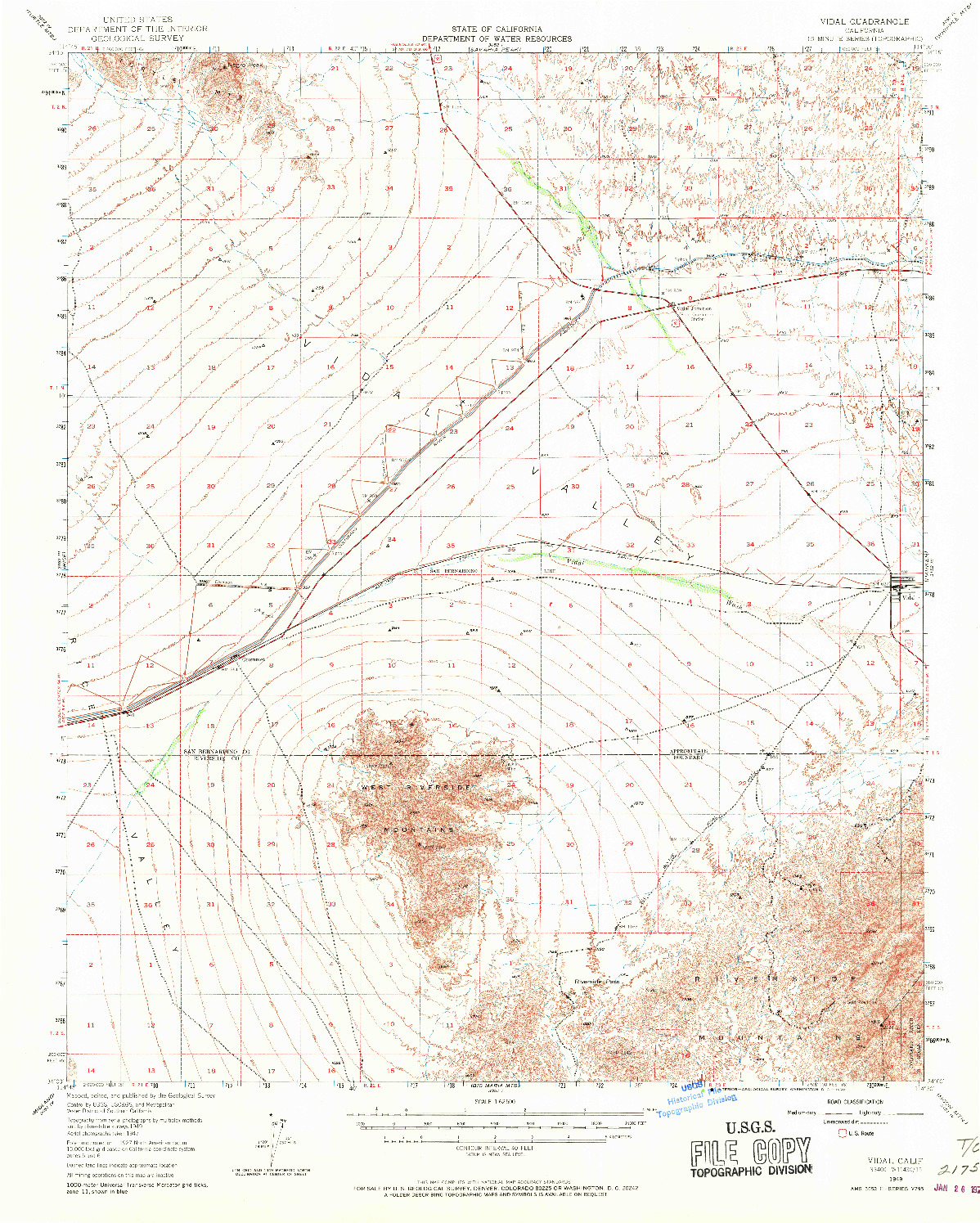 USGS 1:62500-SCALE QUADRANGLE FOR VIDAL, CA 1949