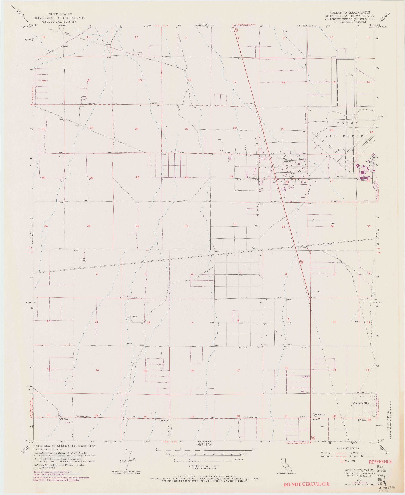 USGS 1:24000-SCALE QUADRANGLE FOR ADELANTO, CA 1956