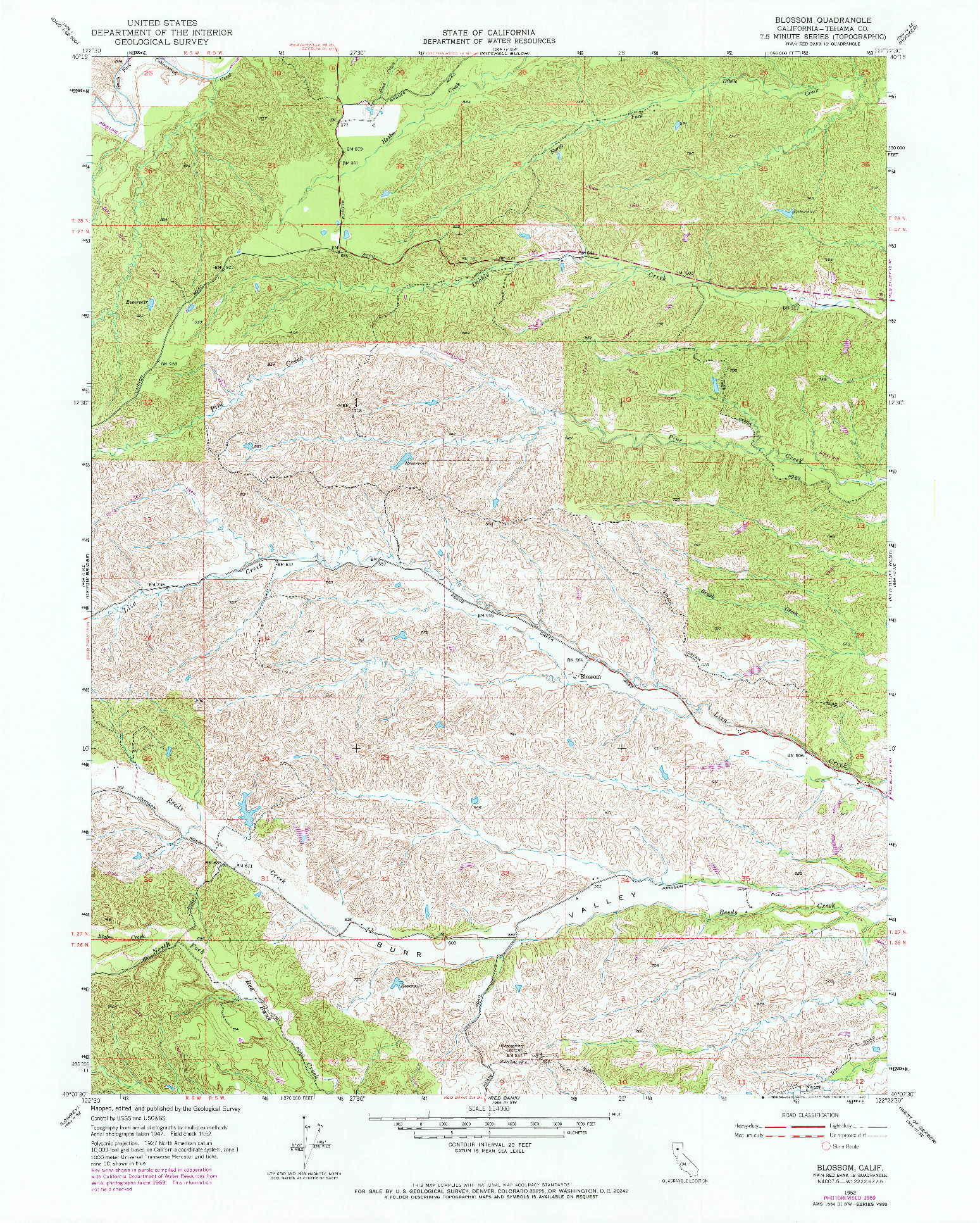 USGS 1:24000-SCALE QUADRANGLE FOR BLOSSOM, CA 1952