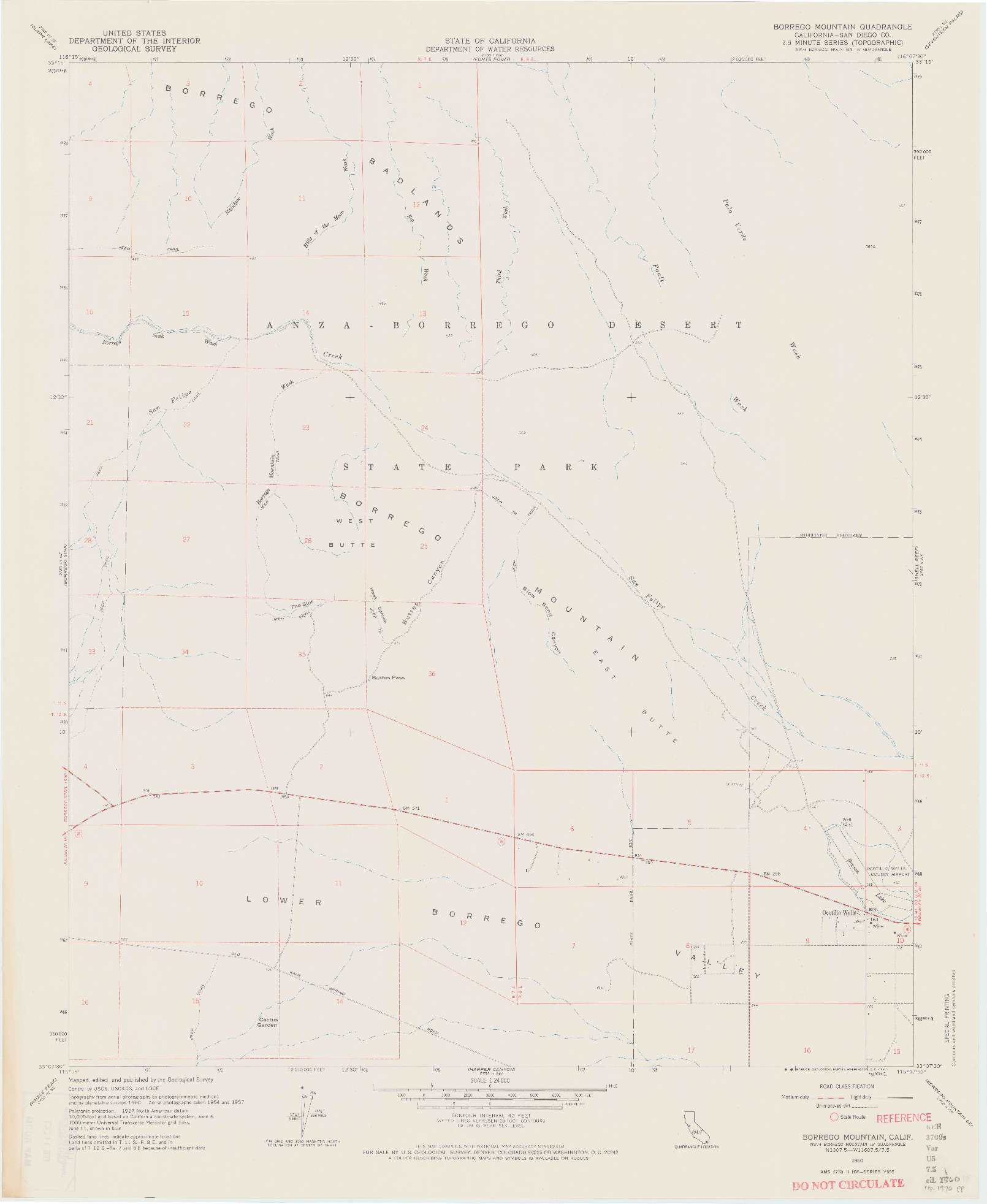 USGS 1:24000-SCALE QUADRANGLE FOR BORREGO MOUNTAIN, CA 1960