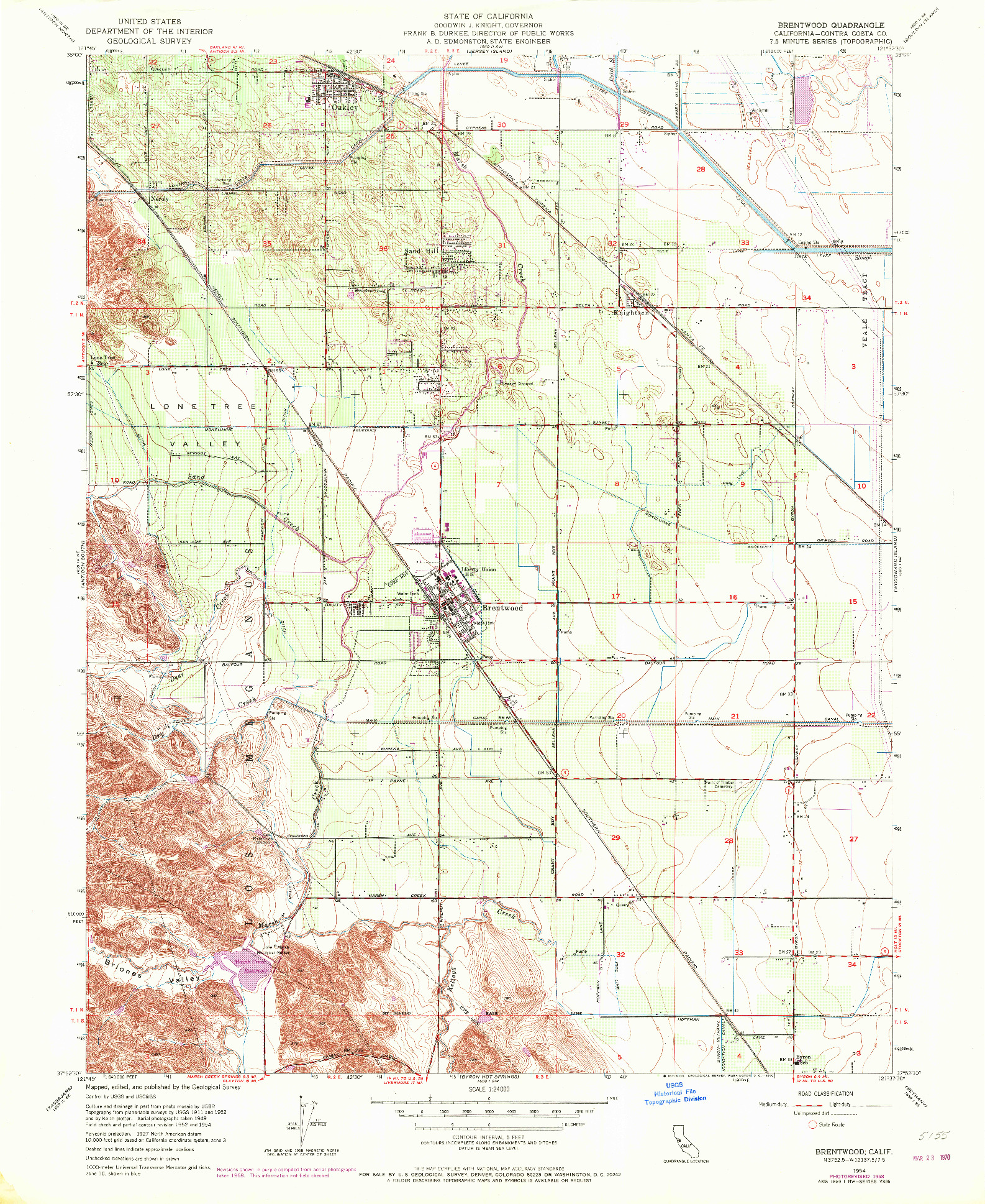USGS 1:24000-SCALE QUADRANGLE FOR BRENTWOOD, CA 1954