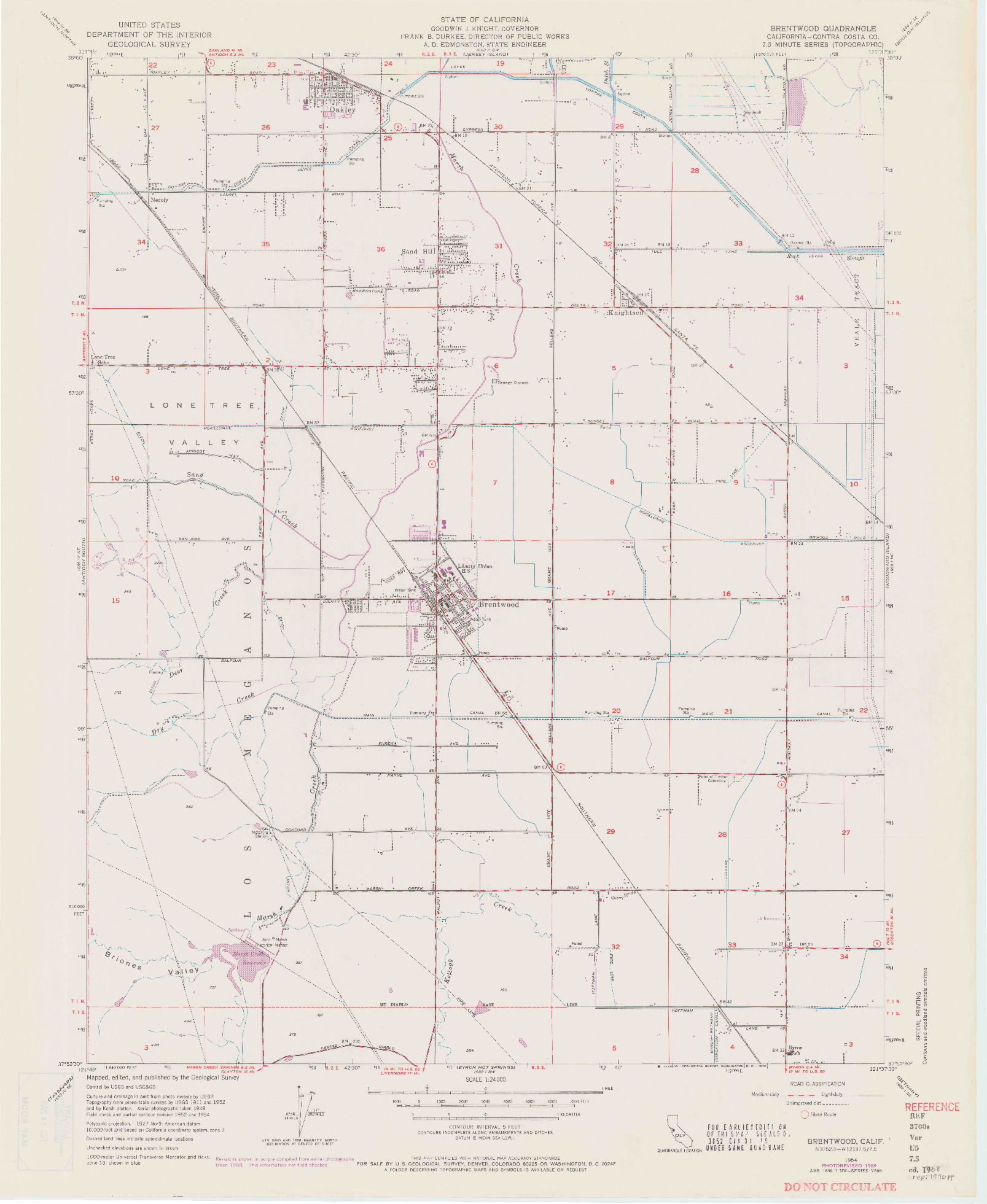 USGS 1:24000-SCALE QUADRANGLE FOR BRENTWOOD, CA 1954