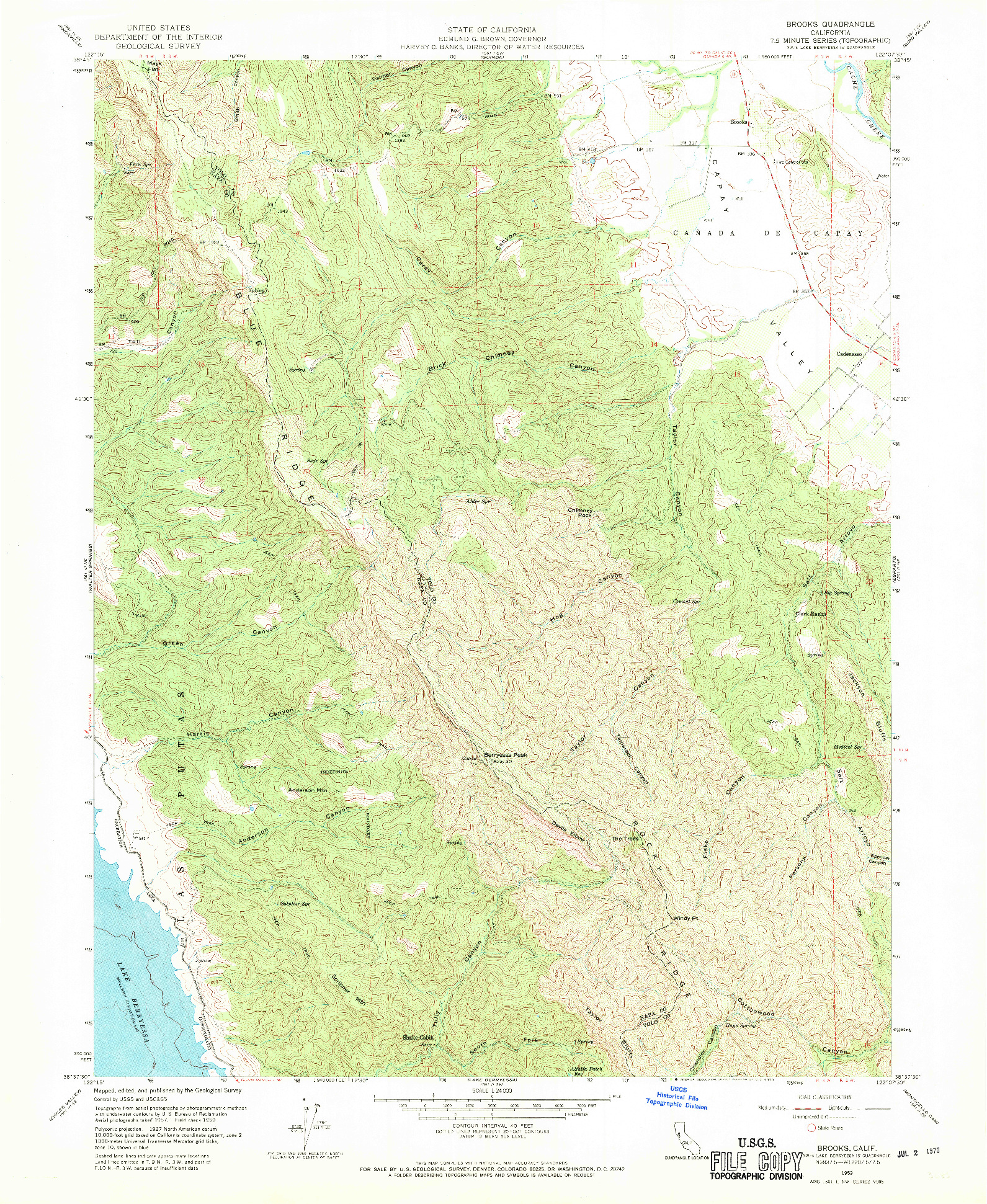 USGS 1:24000-SCALE QUADRANGLE FOR BROOKS, CA 1959