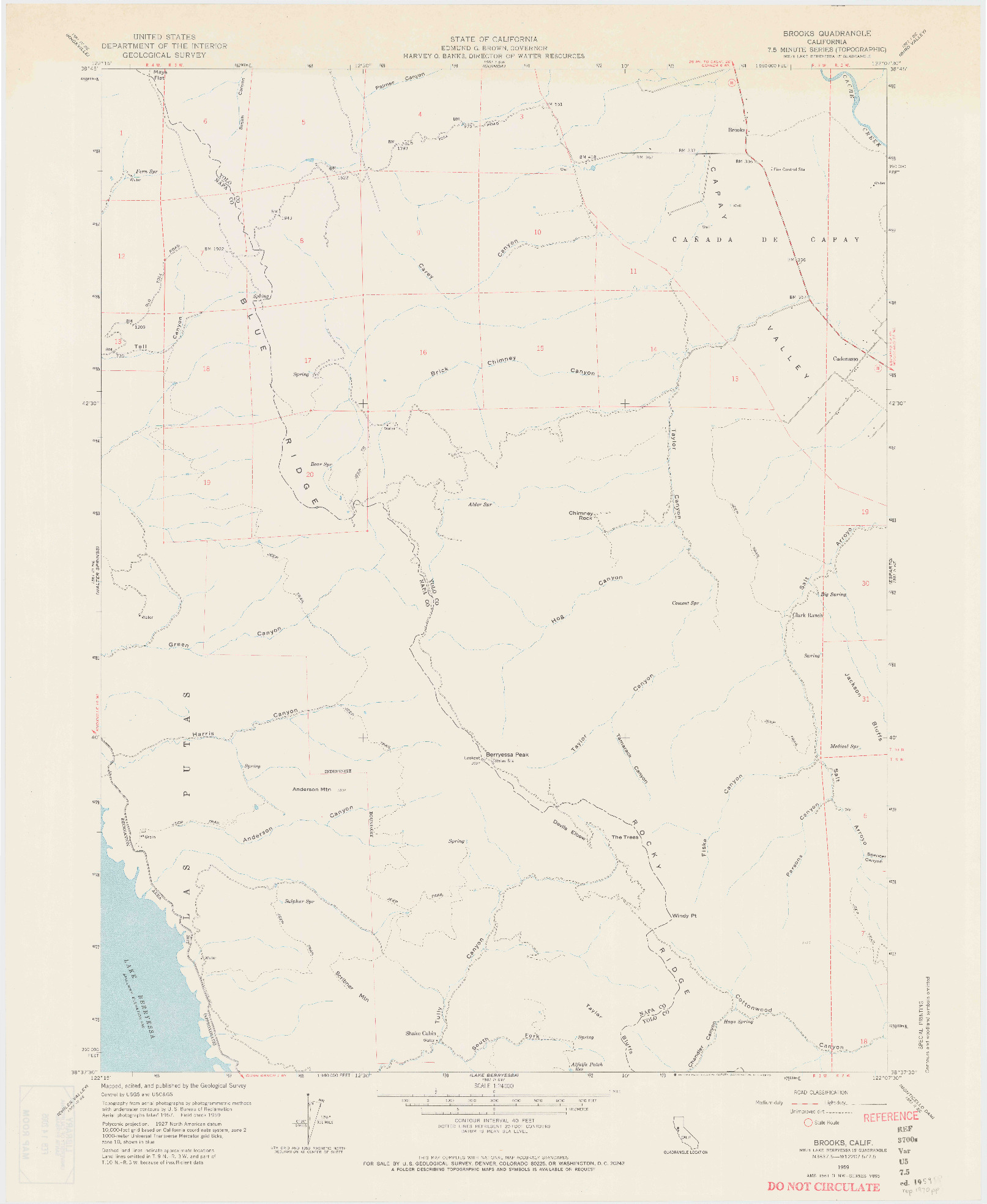 USGS 1:24000-SCALE QUADRANGLE FOR BROOKS, CA 1959