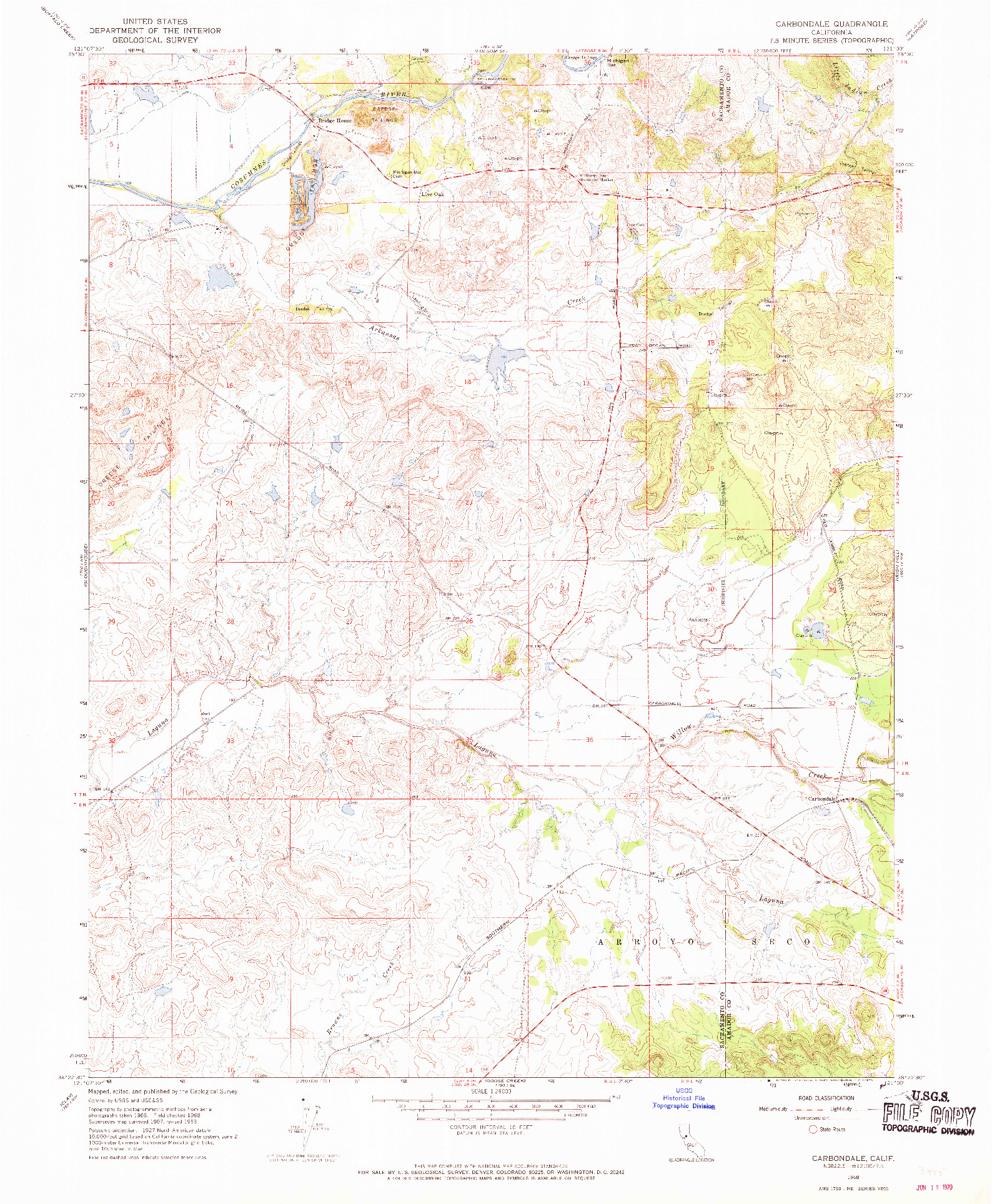 USGS 1:24000-SCALE QUADRANGLE FOR CARBONDALE, CA 1968