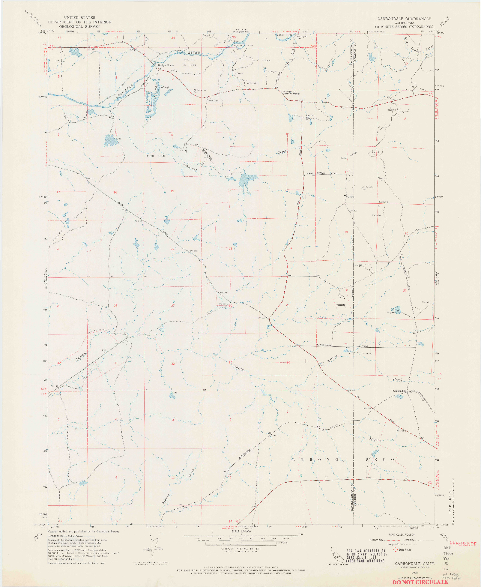 USGS 1:24000-SCALE QUADRANGLE FOR CARBONDALE, CA 1968