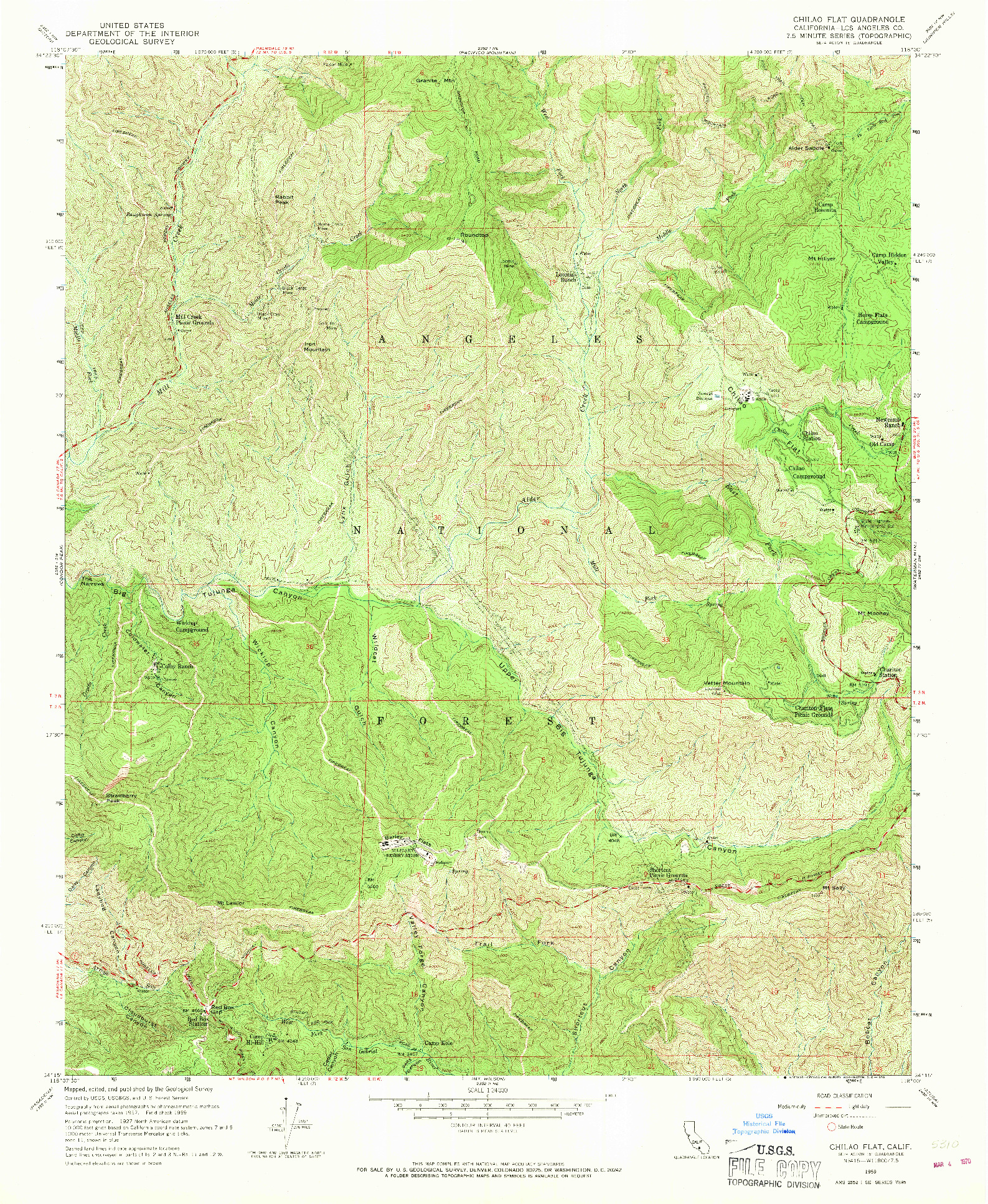 USGS 1:24000-SCALE QUADRANGLE FOR CHILAO FLAT, CA 1959