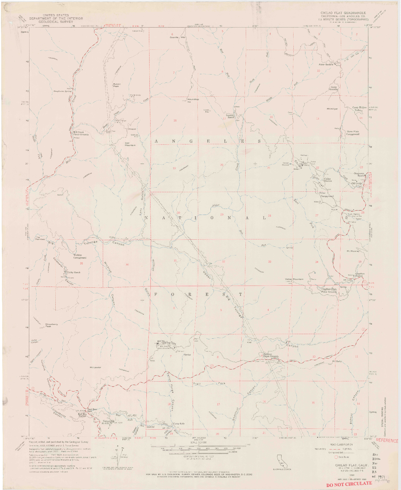 USGS 1:24000-SCALE QUADRANGLE FOR CHILAO FLAT, CA 1959