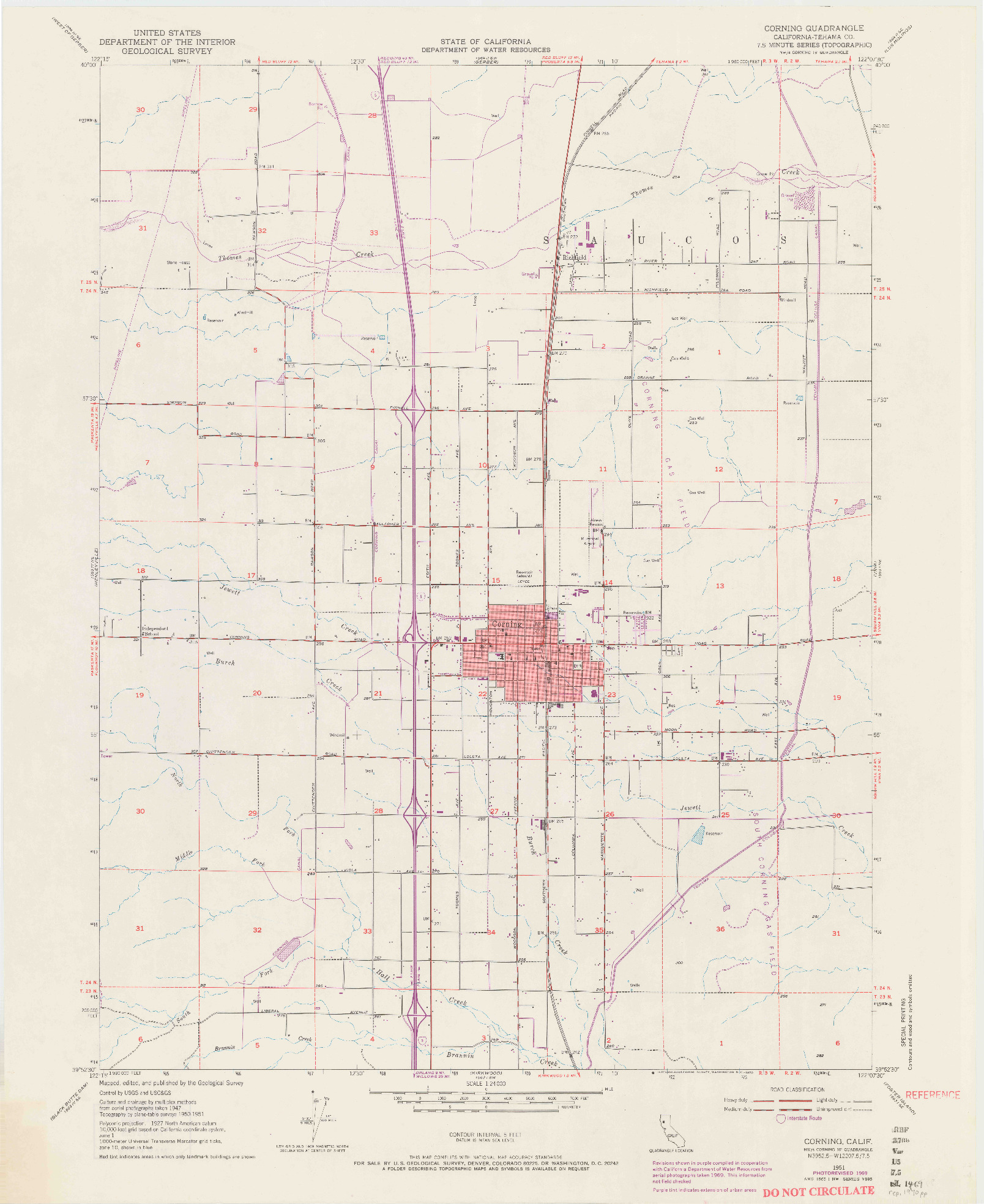 USGS 1:24000-SCALE QUADRANGLE FOR CORNING, CA 1951
