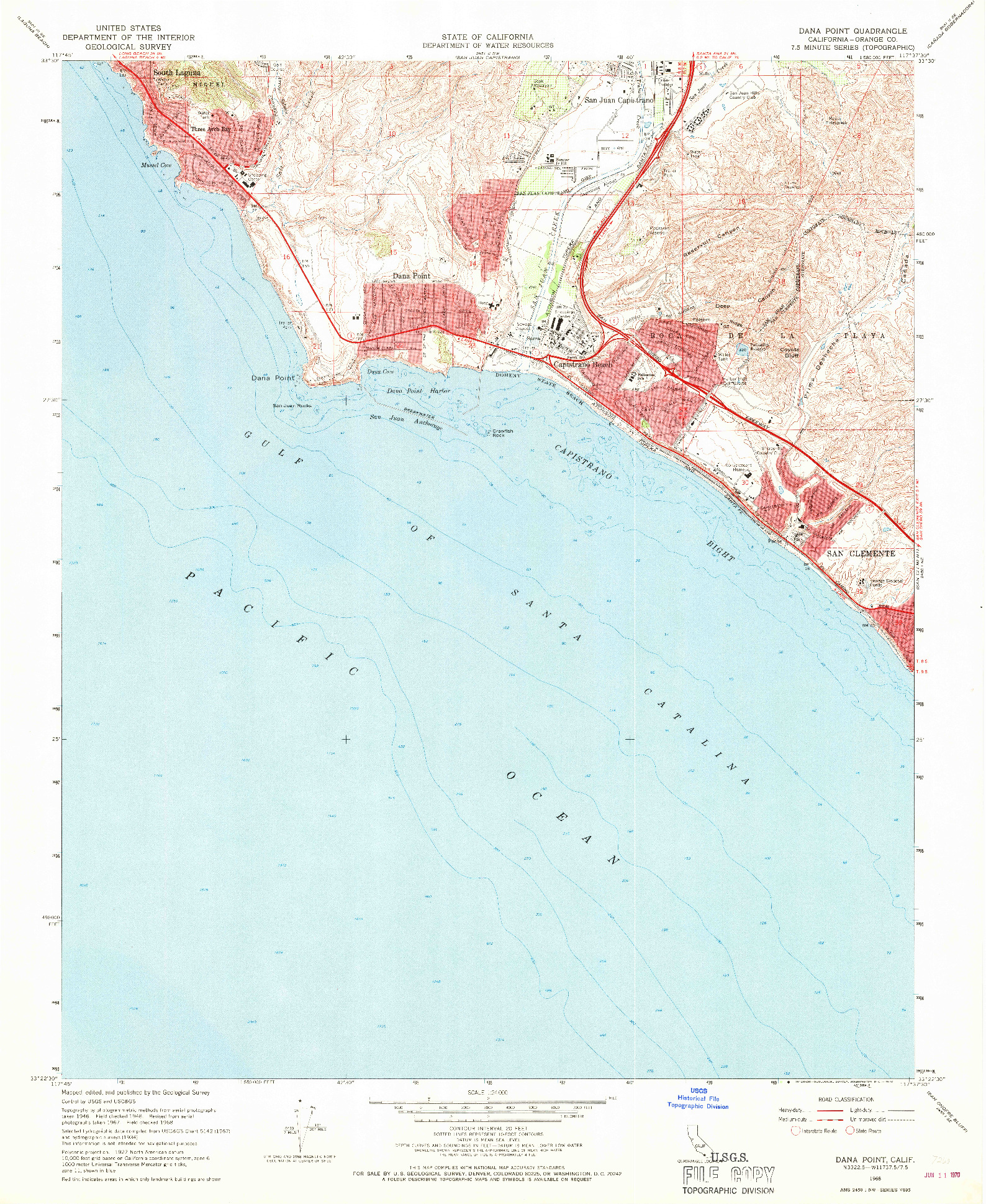 USGS 1:24000-SCALE QUADRANGLE FOR DANA POINT, CA 1968