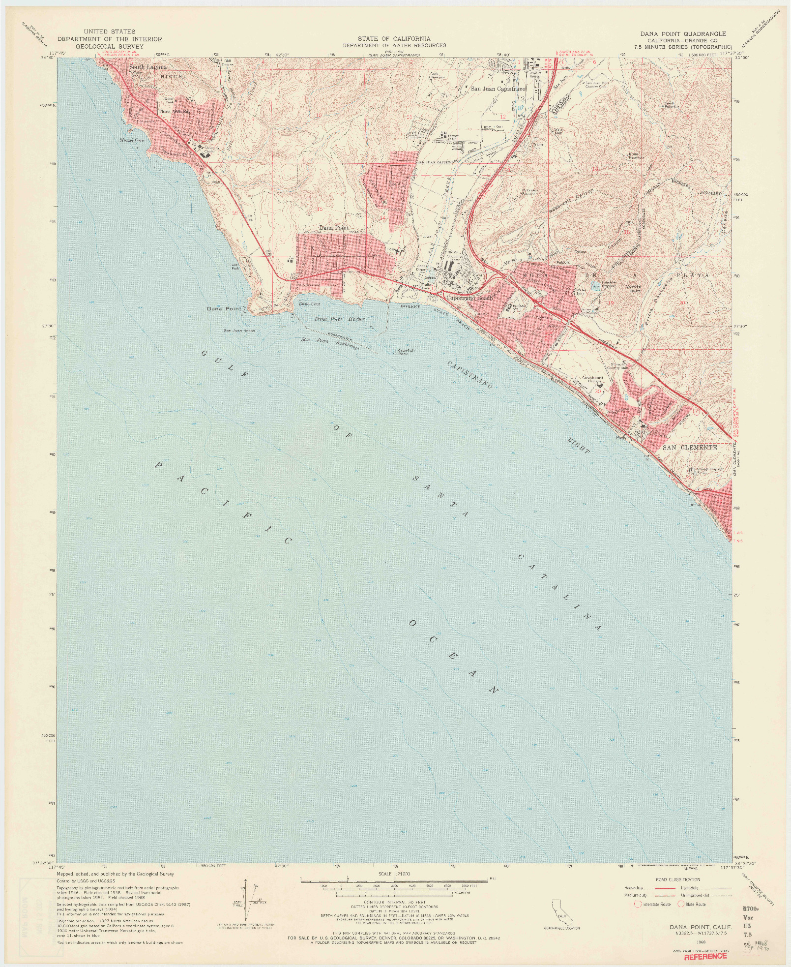 USGS 1:24000-SCALE QUADRANGLE FOR DANA POINT, CA 1968