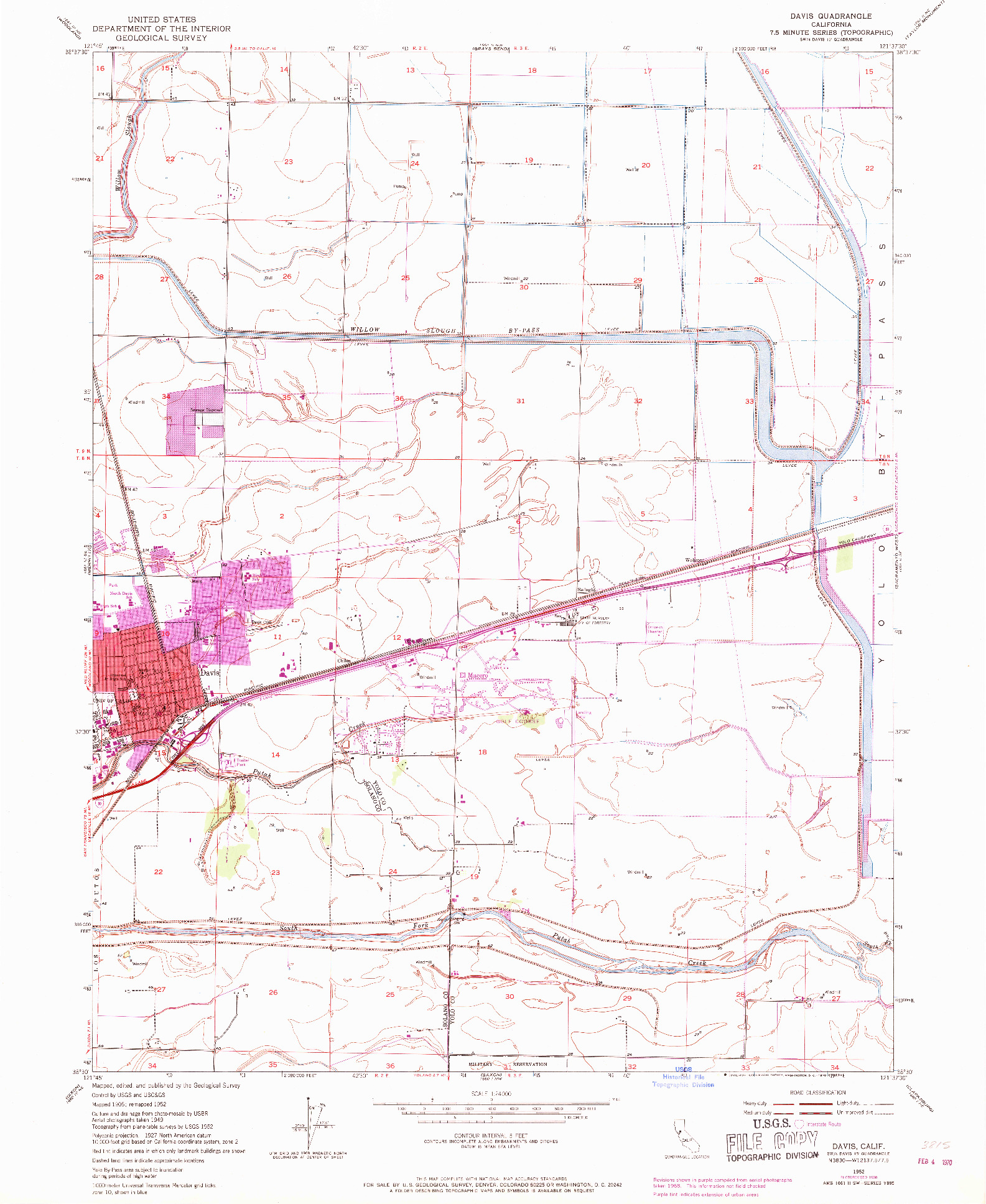 USGS 1:24000-SCALE QUADRANGLE FOR DAVIS, CA 1952