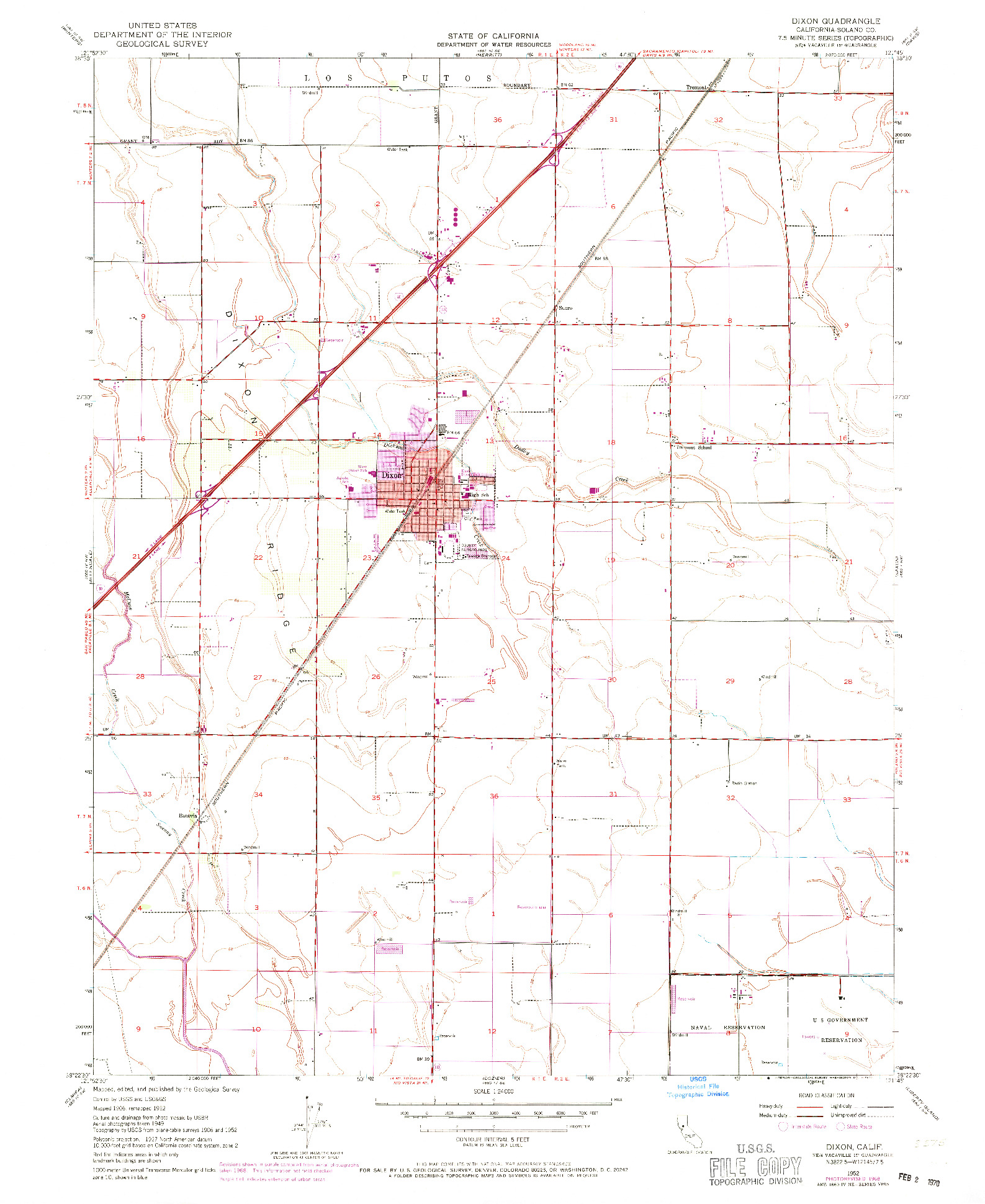 USGS 1:24000-SCALE QUADRANGLE FOR DIXON, CA 1952