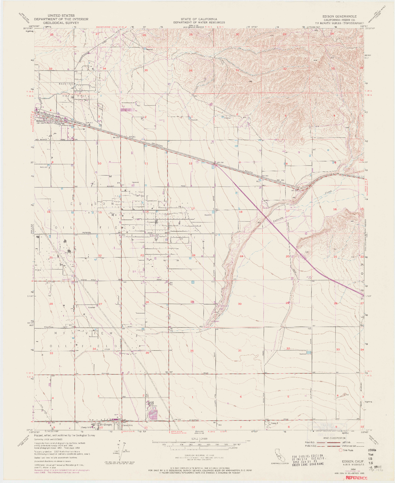 USGS 1:24000-SCALE QUADRANGLE FOR EDISON, CA 1954