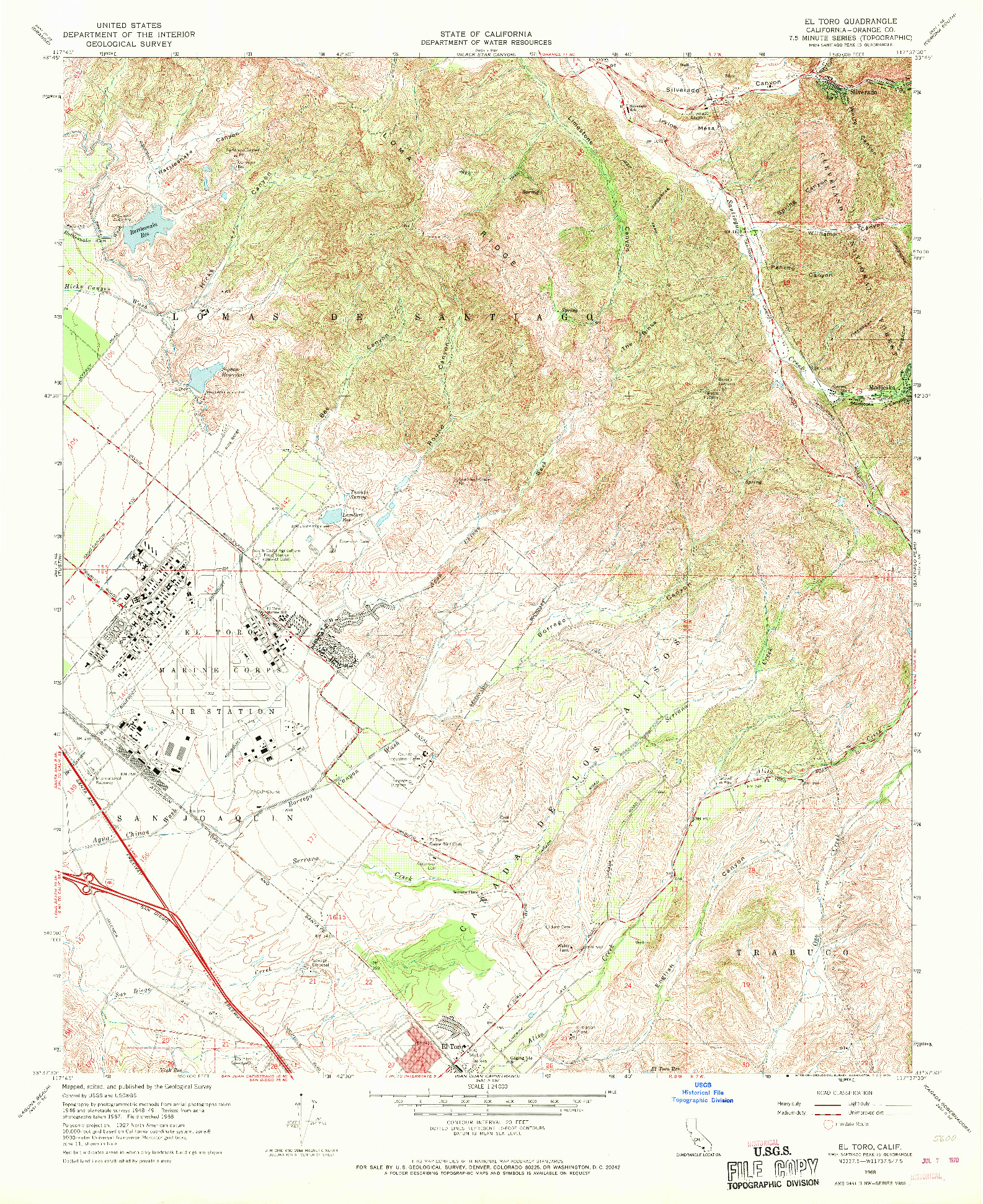 USGS 1:24000-SCALE QUADRANGLE FOR EL TORO, CA 1968