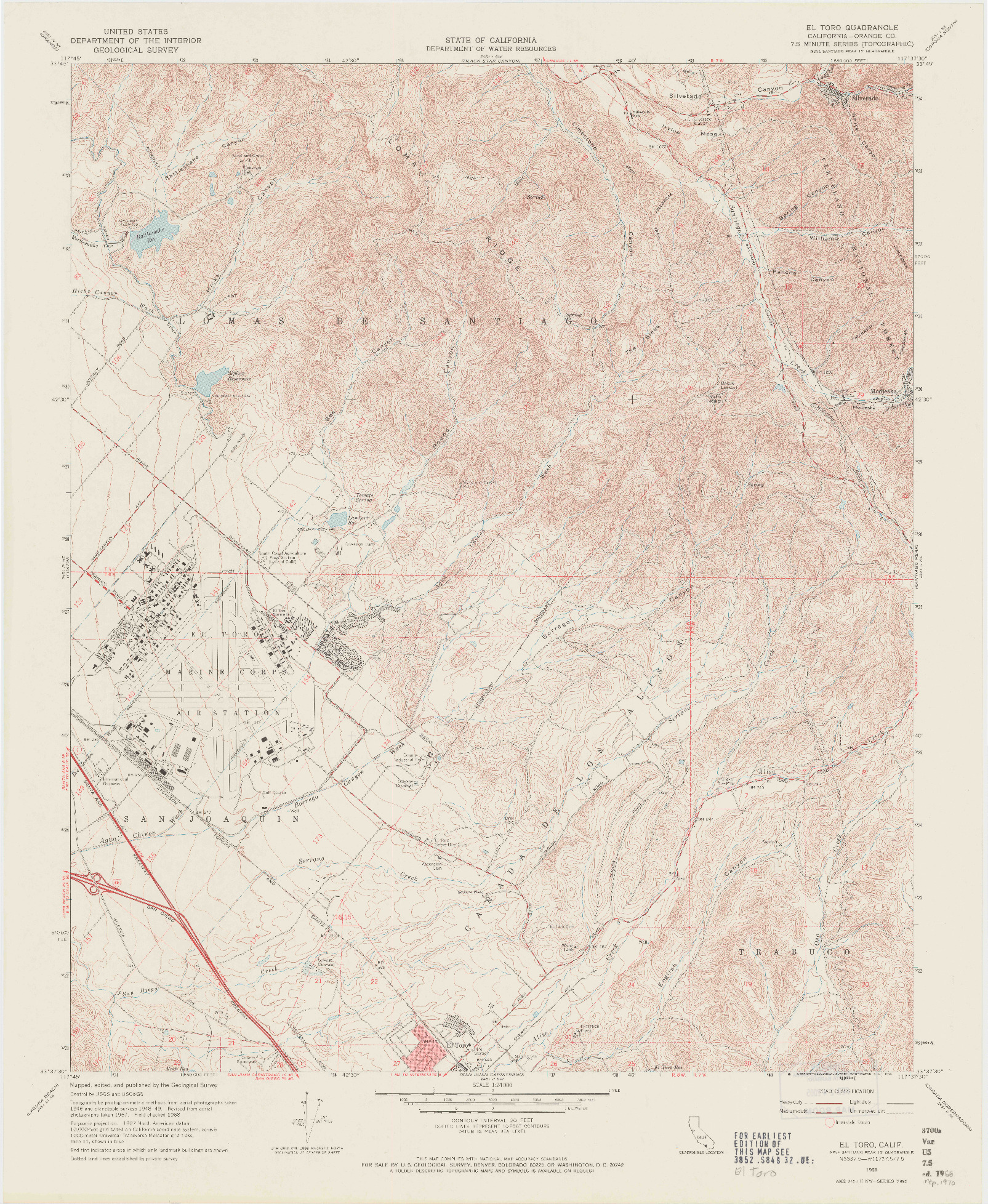 USGS 1:24000-SCALE QUADRANGLE FOR EL TORO, CA 1968