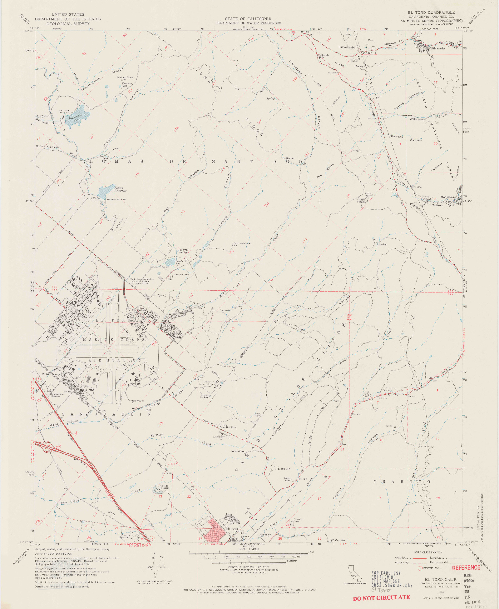 USGS 1:24000-SCALE QUADRANGLE FOR EL TORO, CA 1968